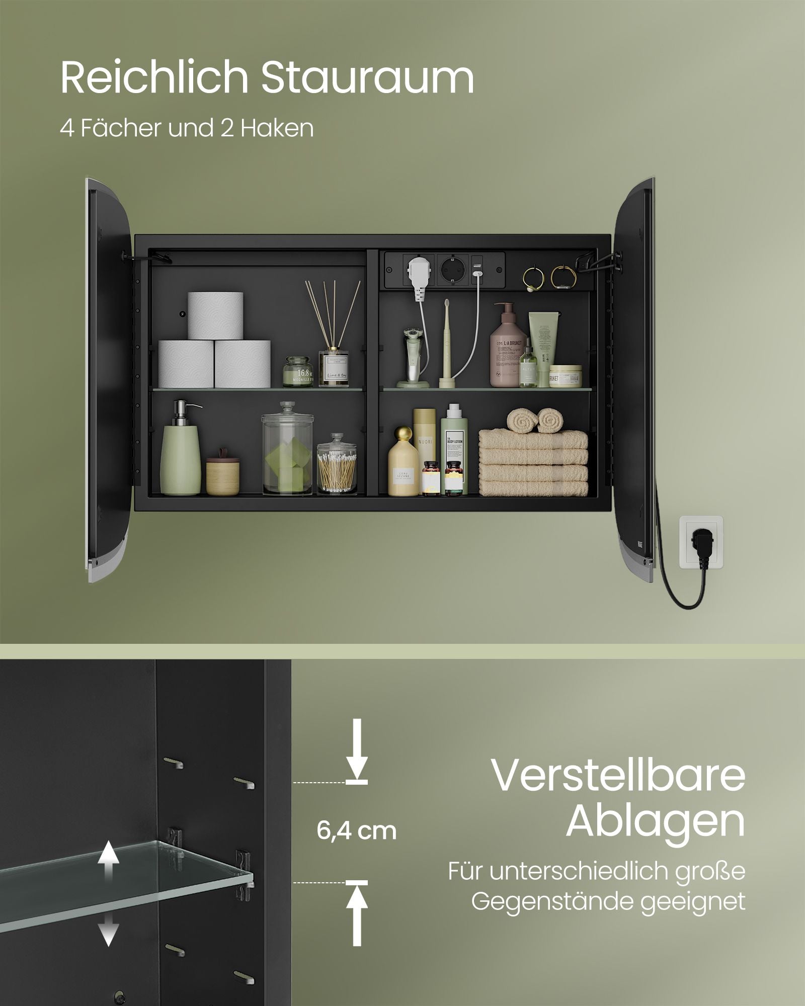 Spiegelschrank mit Beleuchtung tintenschwarz