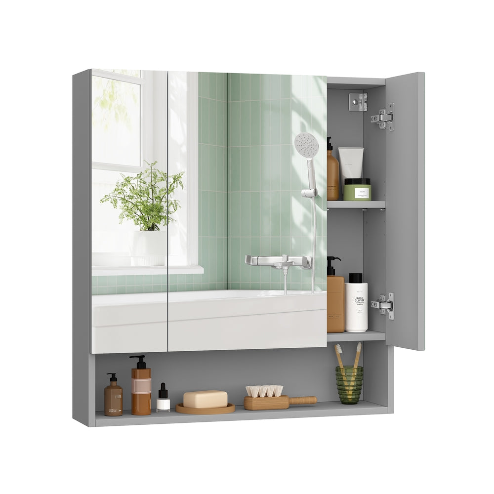 Kailyn Kollektion - Badschrank mit Spiegel und Stauraum 16,5 x 70 x 75 cm taubengrau