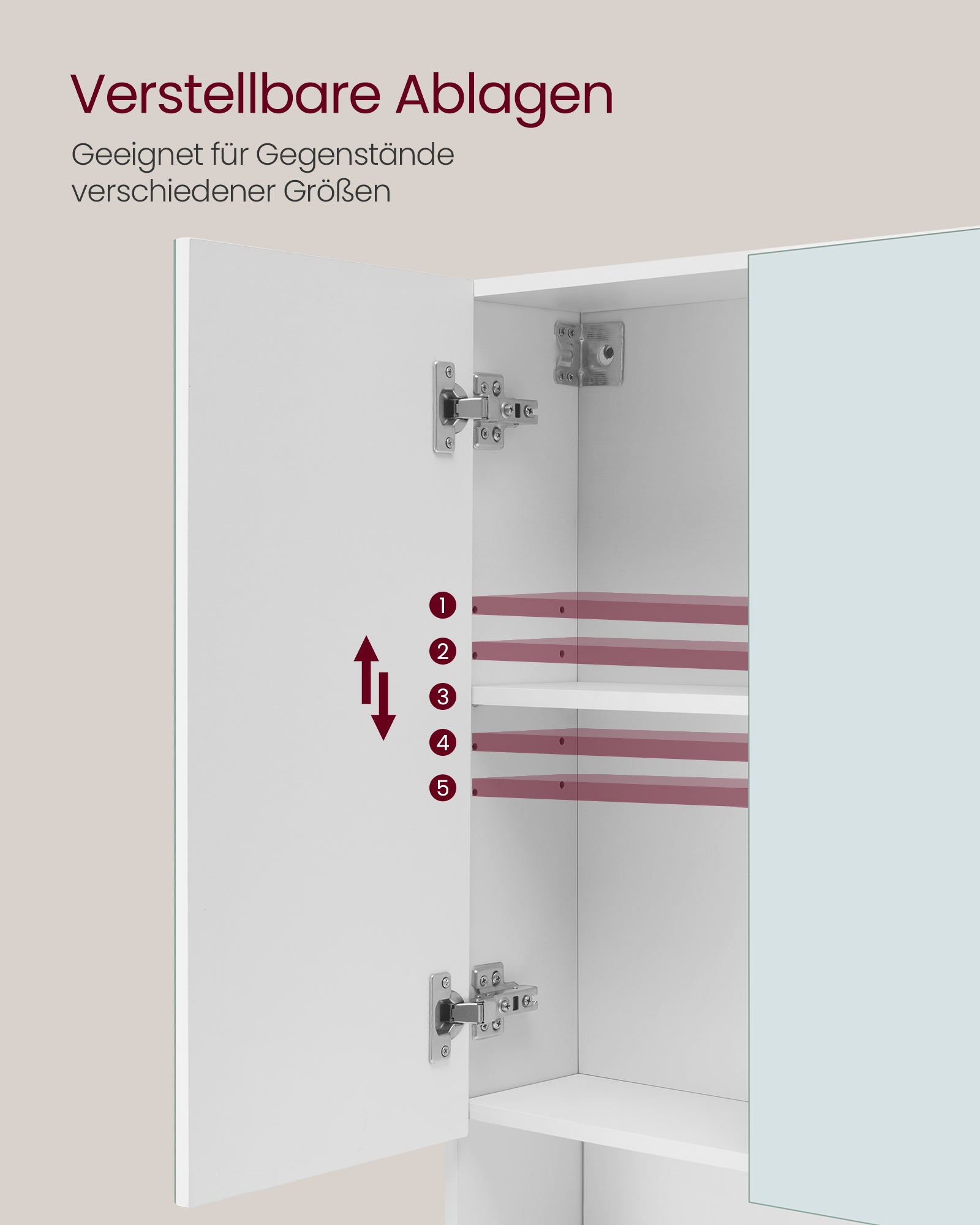 Badezimmerschrank mit 3 Türen 16,5 x 90 x 75 cm wolkenweiß