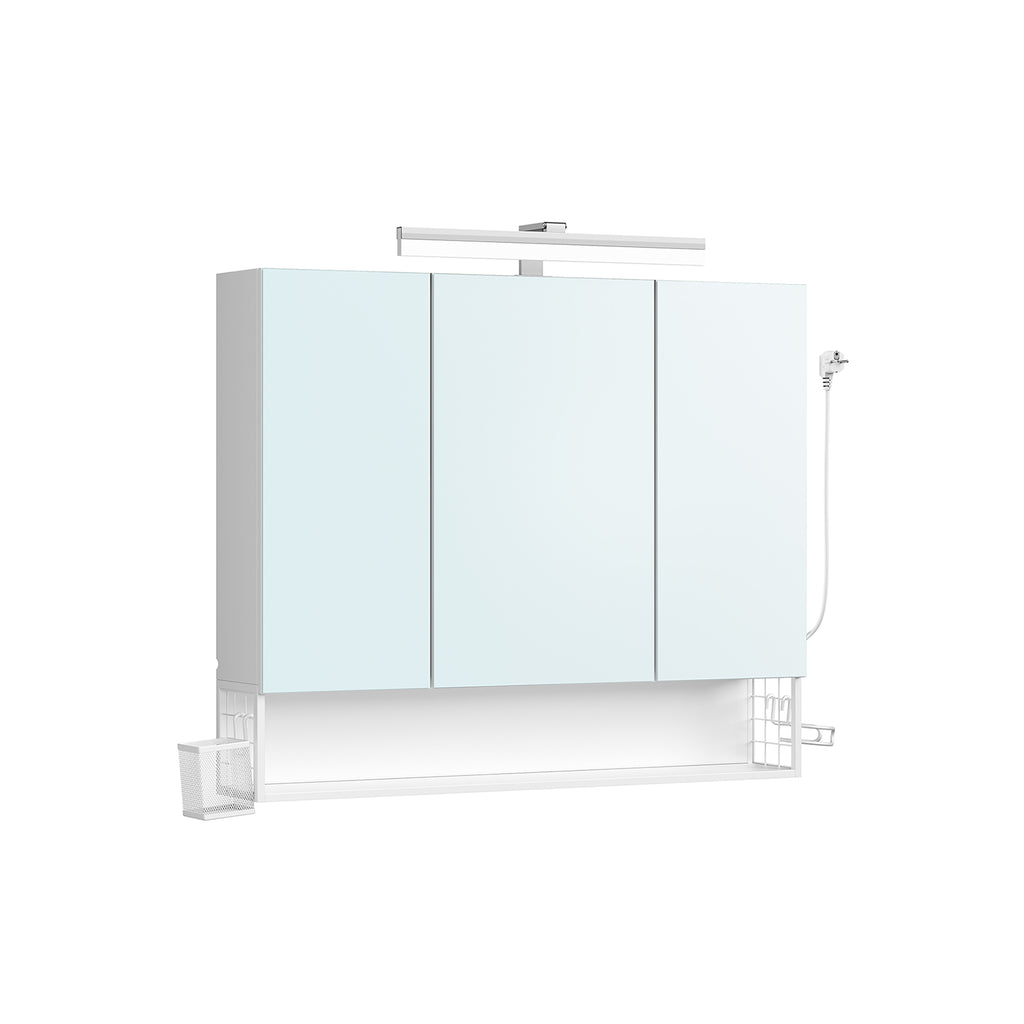 Badezimmerschrank mit 3 Türen 16,5 x 90 x 75 cm wolkenweiß