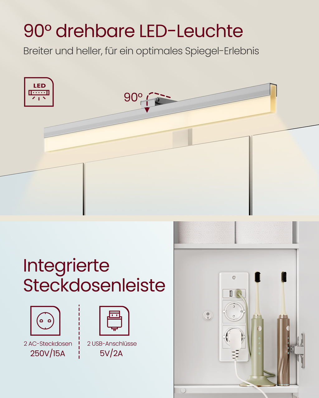 Badezimmerschrank mit 3 Türen 16,5 x 90 x 75 cm wolkenweiß