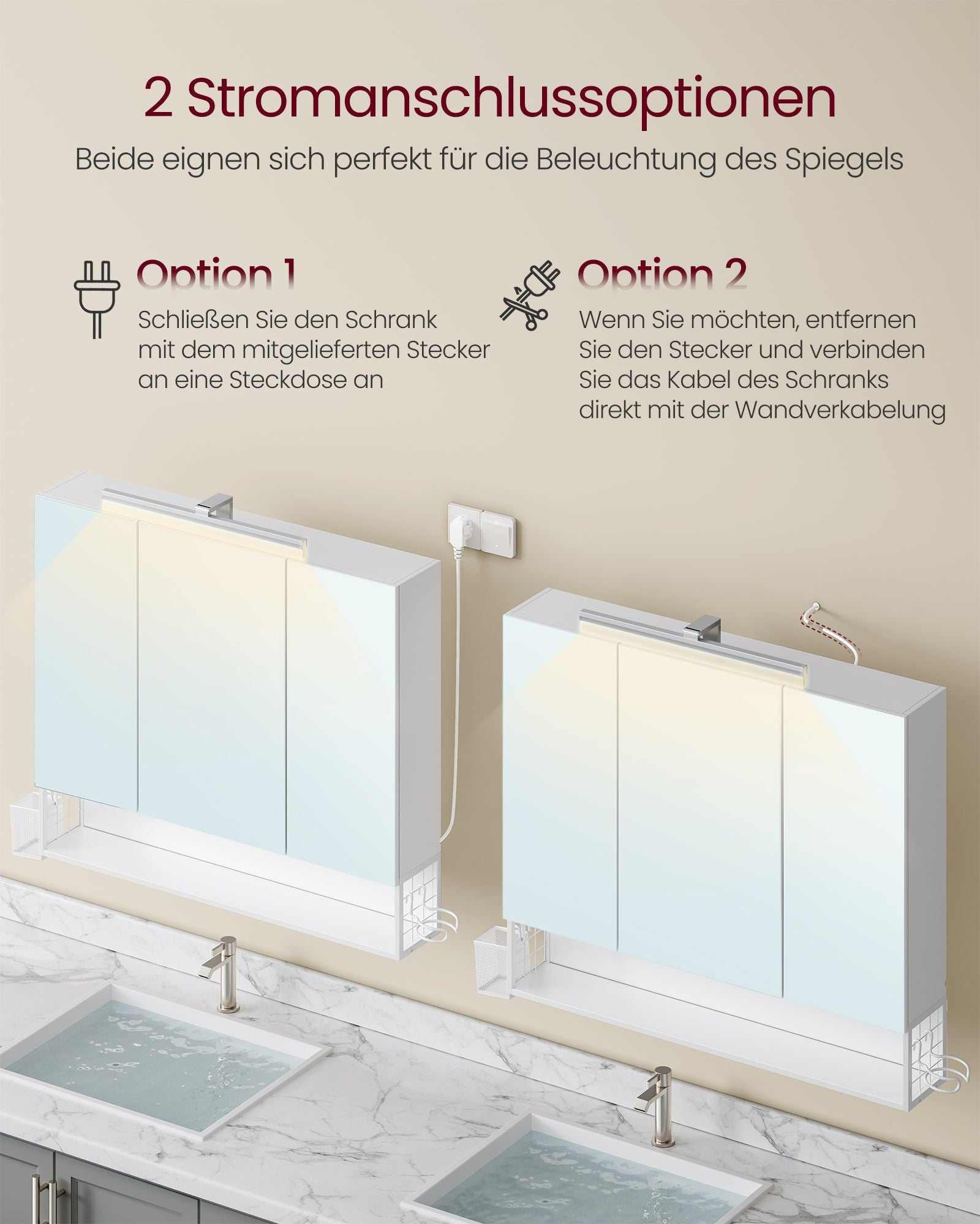 Badezimmerschrank mit 3 Türen 16,5 x 90 x 75 cm wolkenweiß