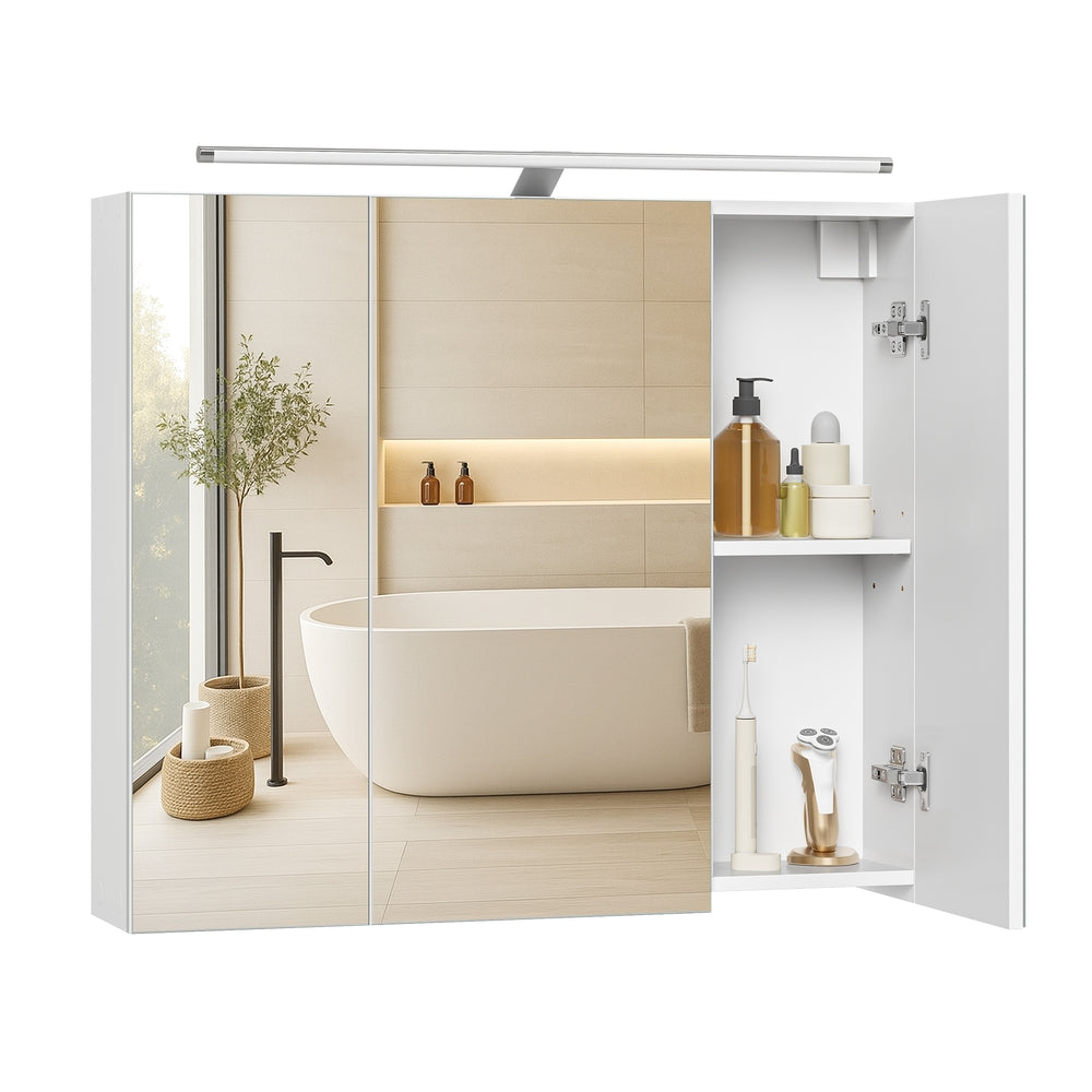 KAILYN Kollektion - Spiegelschrank Bad mit Beleuchtung, Badezimmerschrank mit 3 Türen
