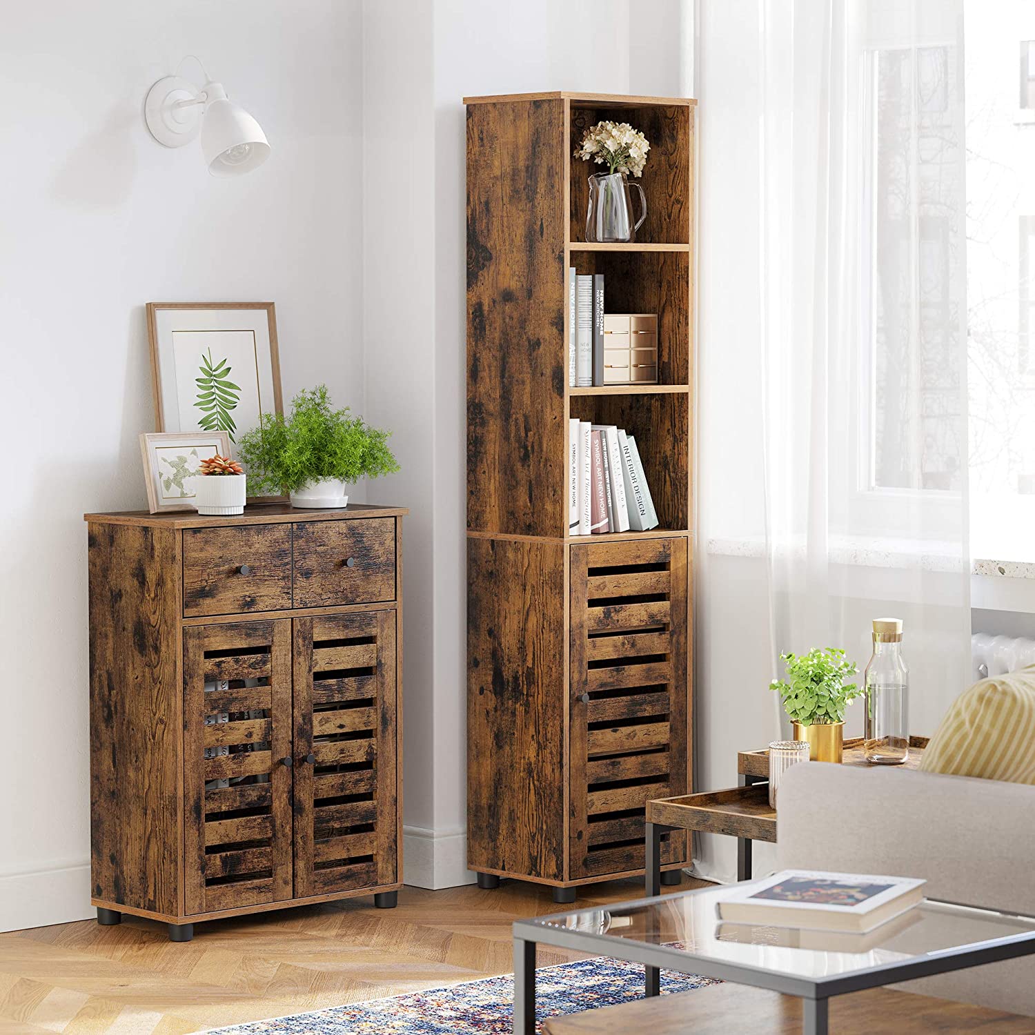 Badezimmerschrank mit Schublade Vintagebraun