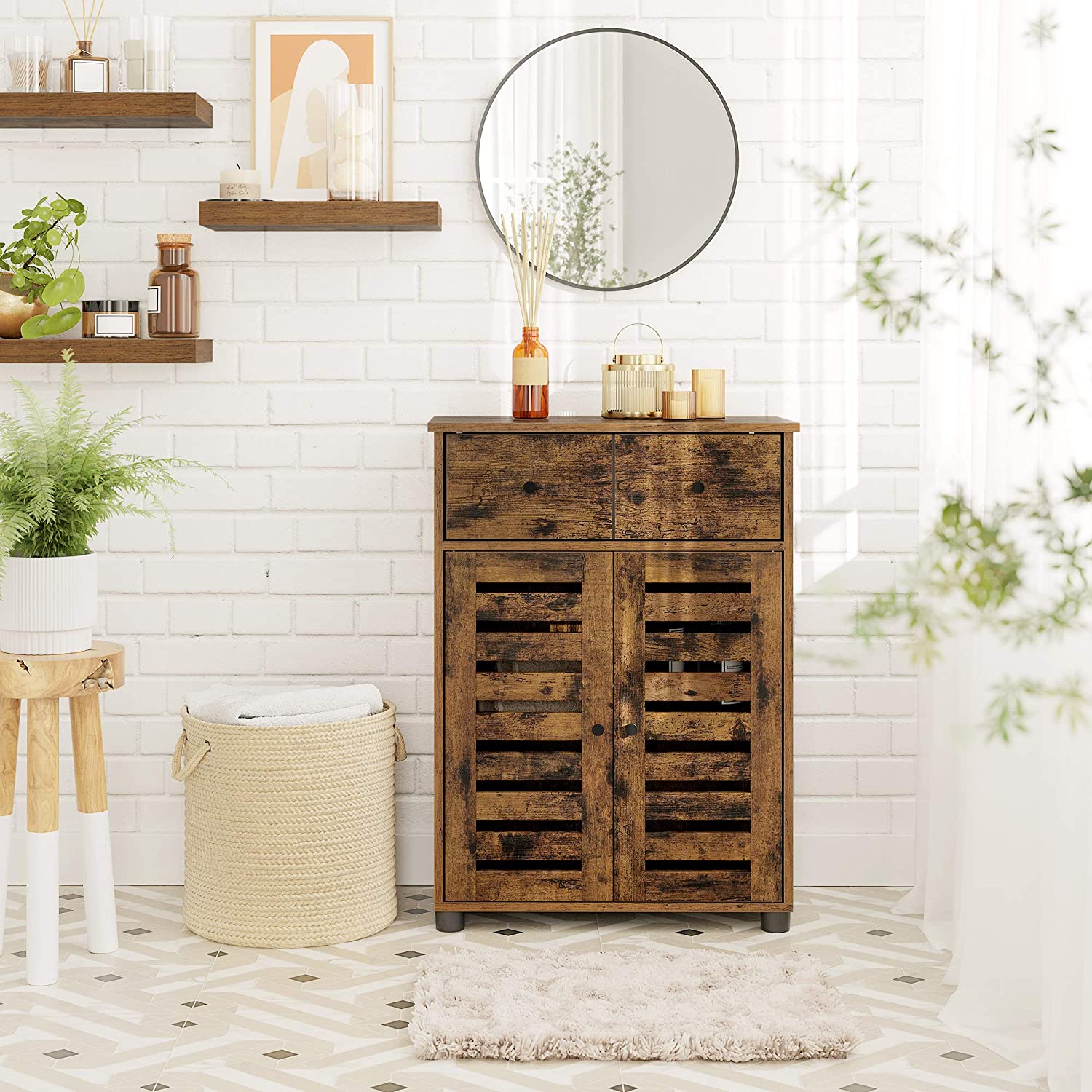 Badezimmerschrank mit Schublade Vintagebraun