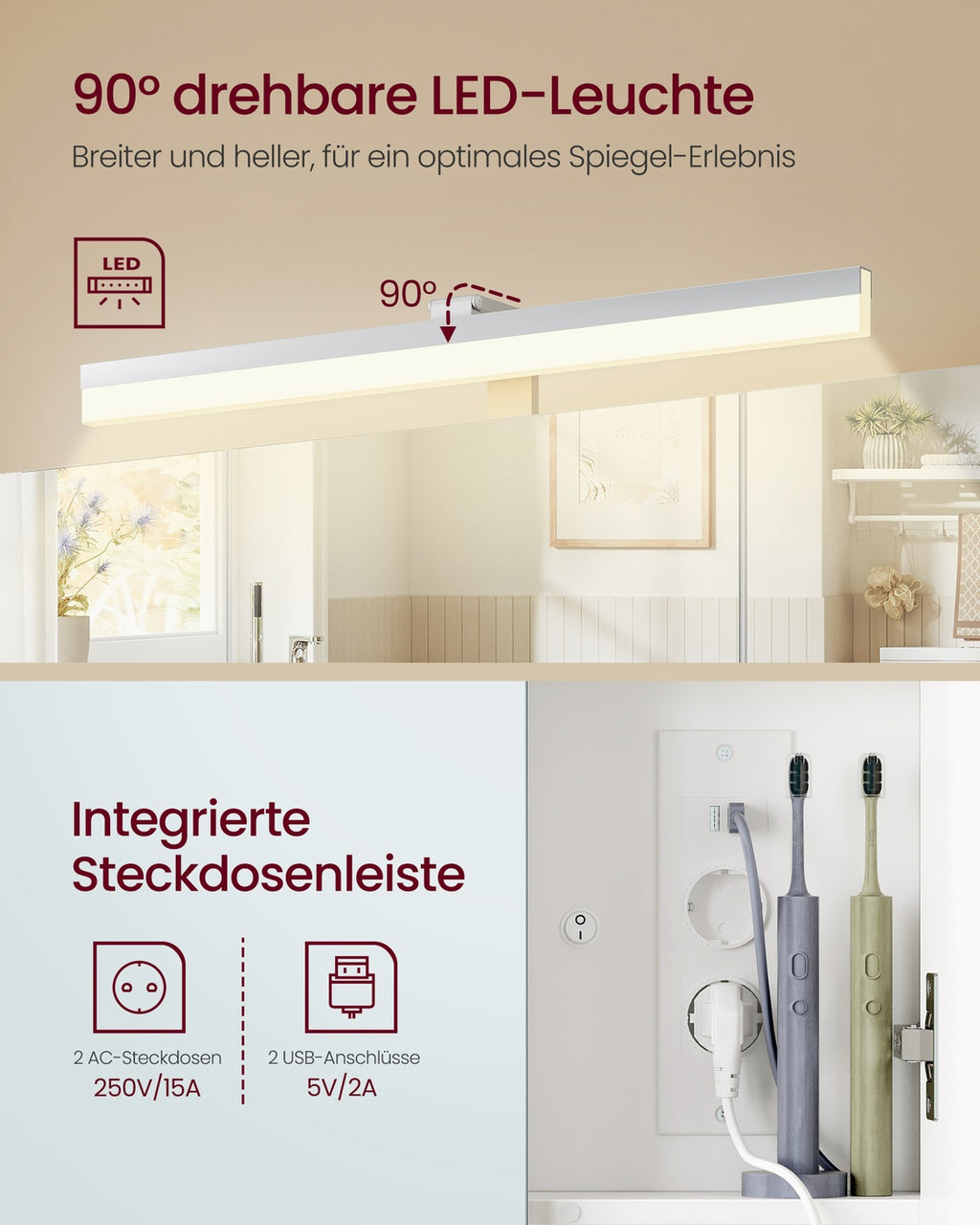 Spiegelschrank weiß 80x16,5x75 cm 3 Spiegeltüren Beleuchtung