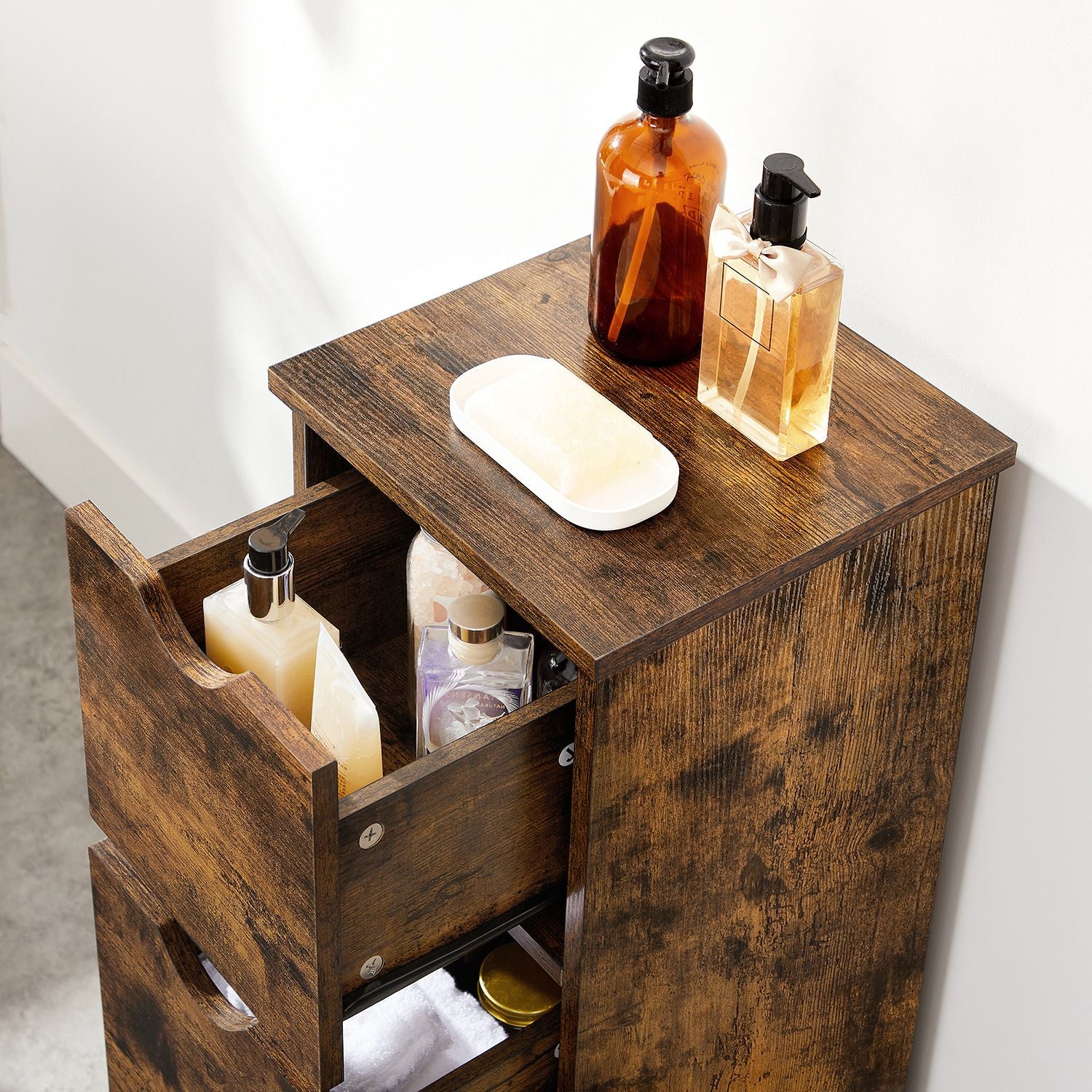 Badschrank mit Schubladen Vintagebraun