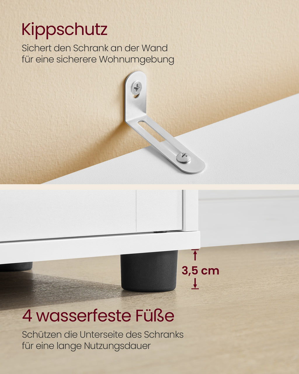 Hoher Badezimmerschrank mit offenen Fächern und verstellbaren Ablagen wolkenweiß