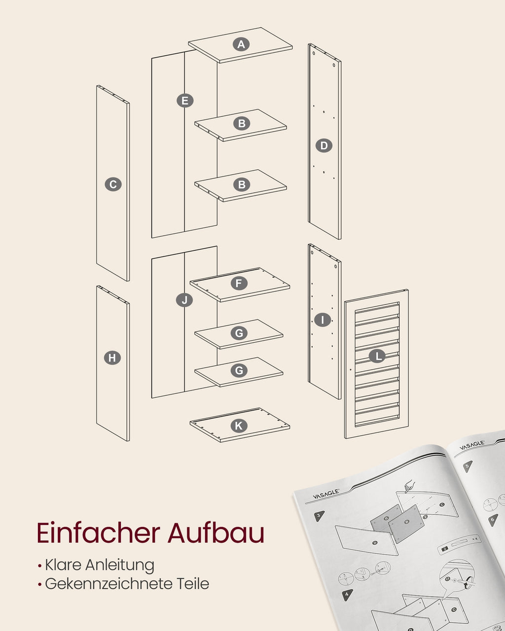 Hoher Badezimmerschrank mit offenen Fächern und verstellbaren Ablagen wolkenweiß