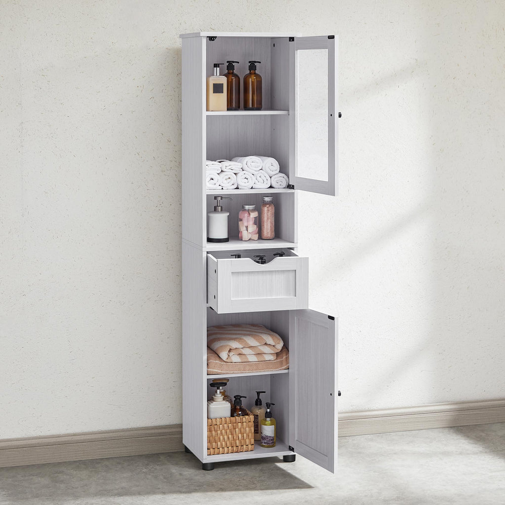 Badschrank mit höhenverstellbaren Ablagen Weiß