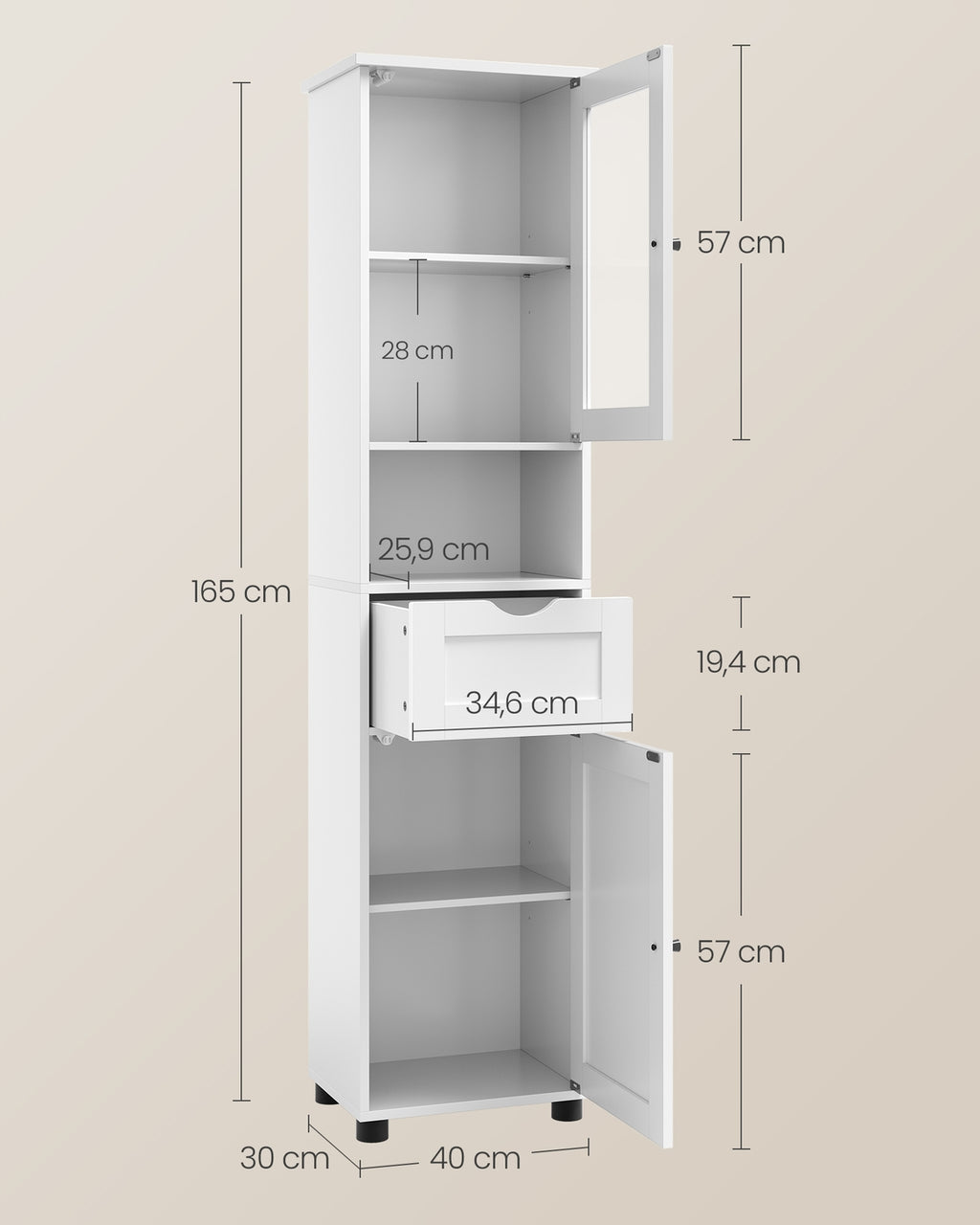 Badezimmerschrank mit offnem Fach platzsparend
