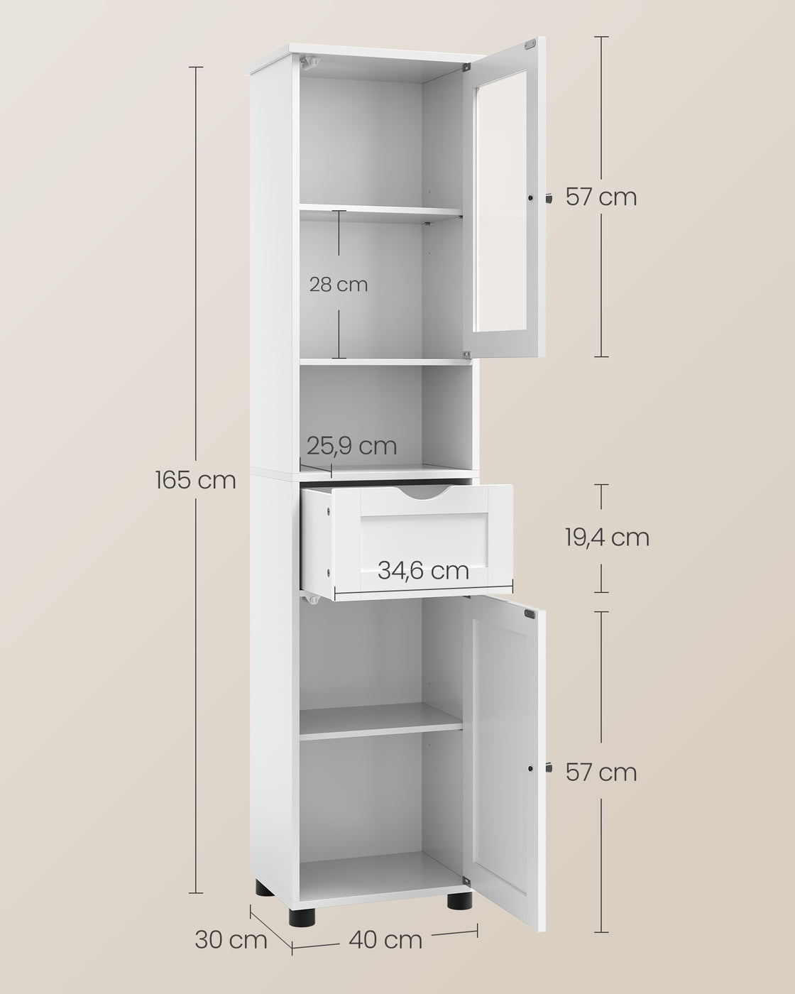 Badezimmerschrank mit offnem Fach platzsparend