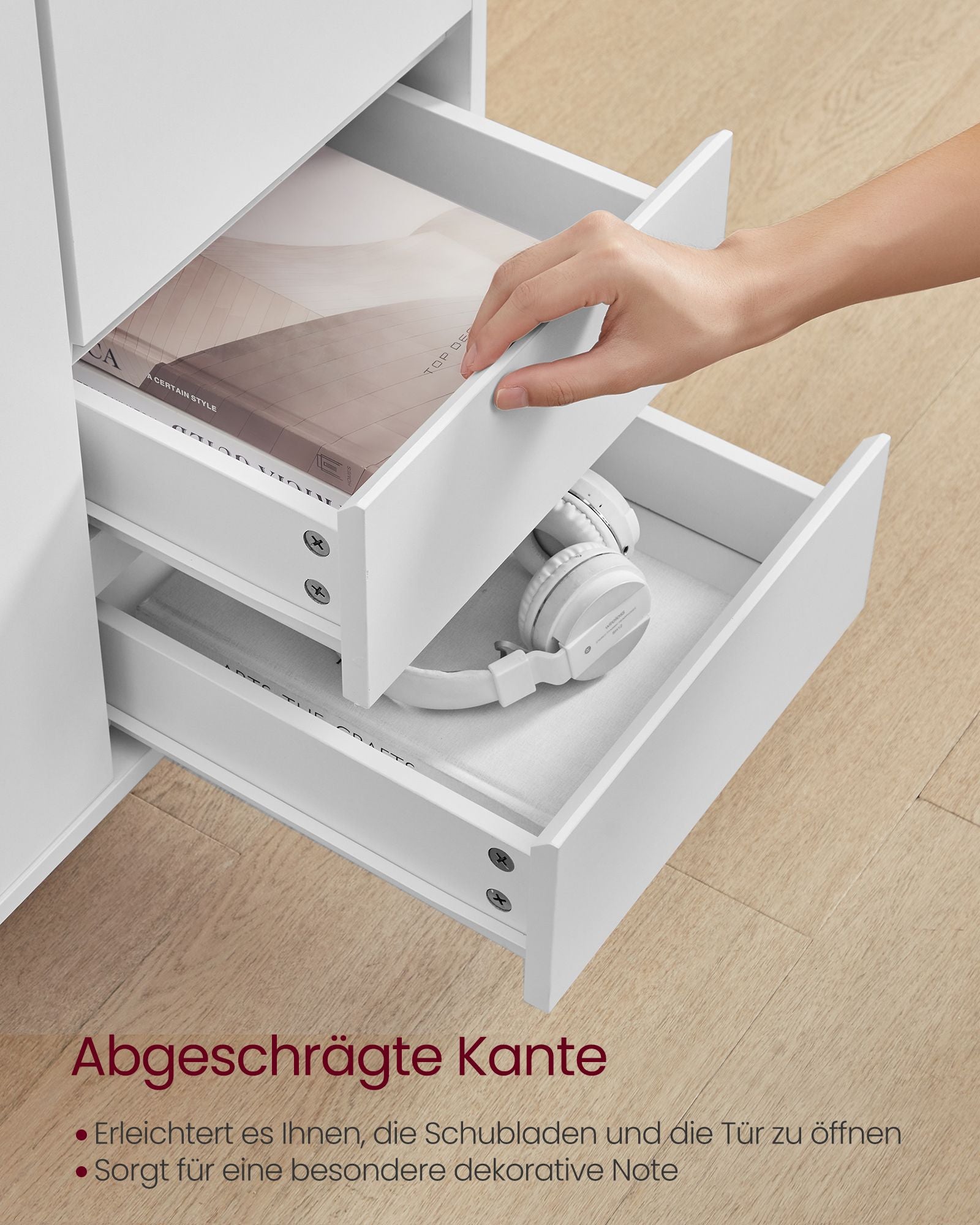 Aufbewahrungsschrank 2 Schubladen modern wolkenweiß