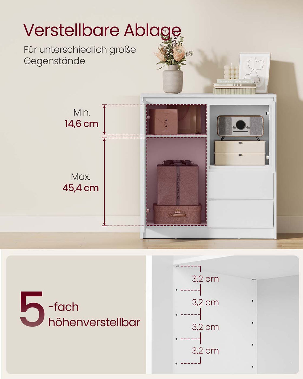 Aufbewahrungsschrank mit Türen und Schubladen