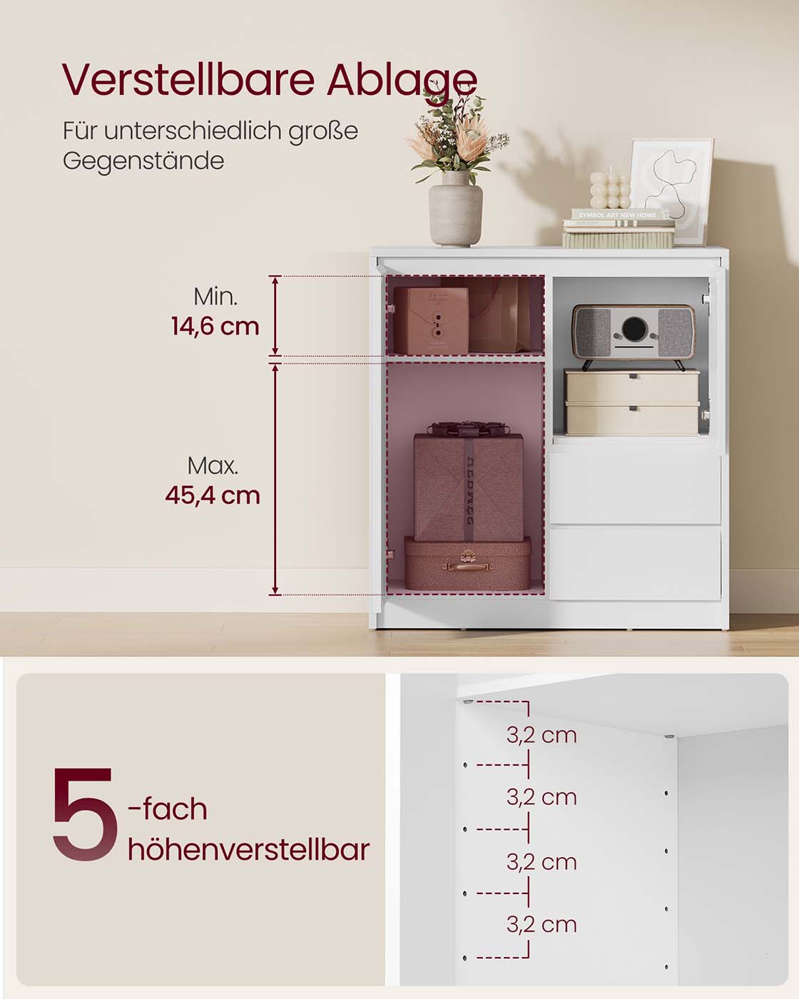 Aufbewahrungsschrank mit Türen und Schubladen