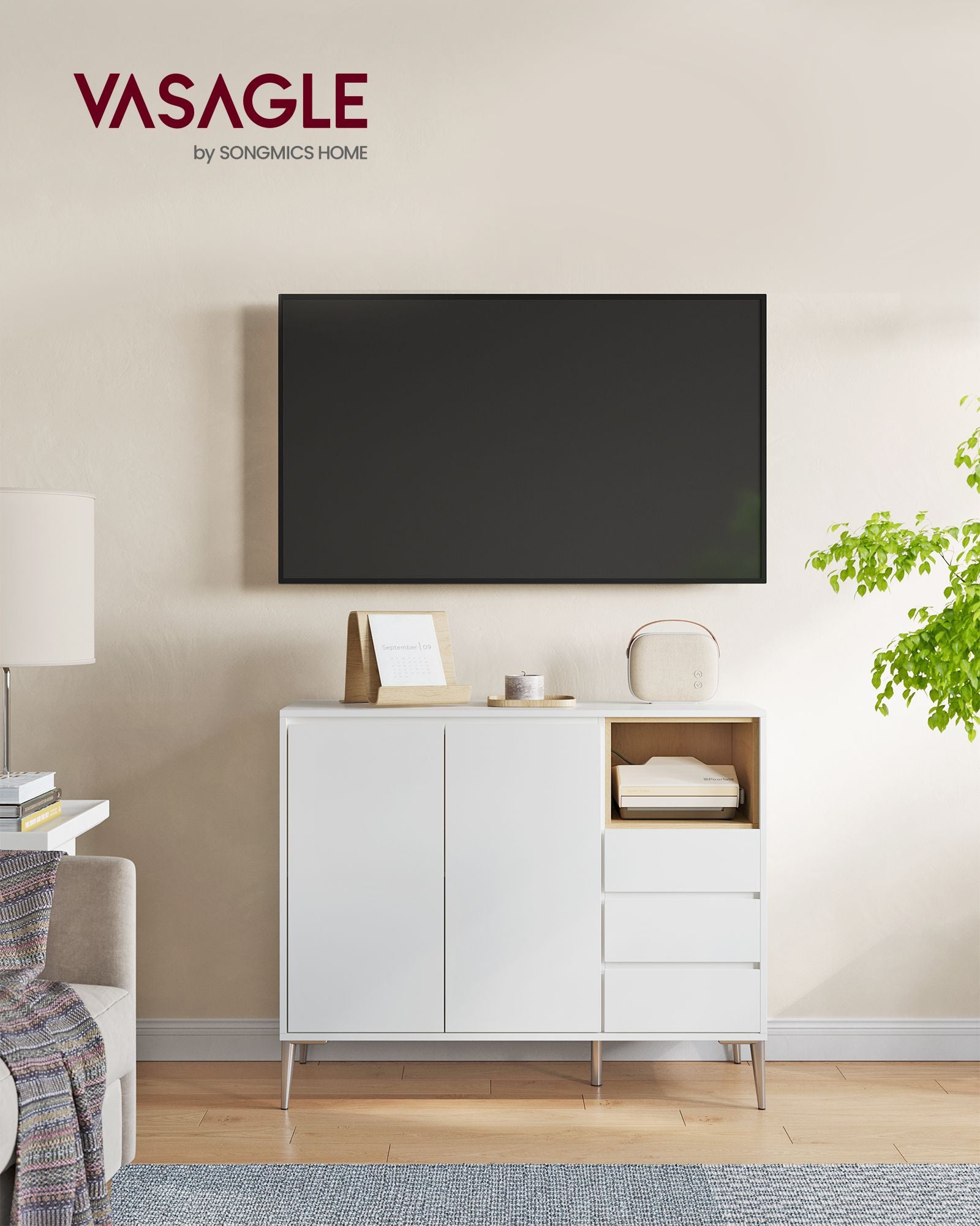 Kailyn Kollektion - Aufbewahrungsschrank mit Türen 40 x 103,3 x 74,5 cm wolkenweiß