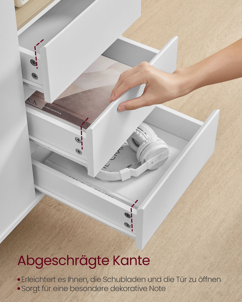 Kailyn Kollektion - Aufbewahrungsschrank mit Türen 40 x 103,3 x 74,5 cm wolkenweiß
