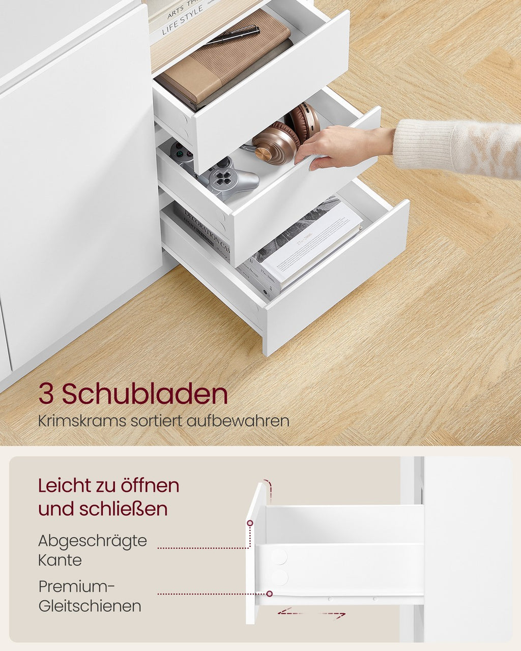 Aufbewahrungsschrank mit Türen und verstellbare Ablage wolkenweiß