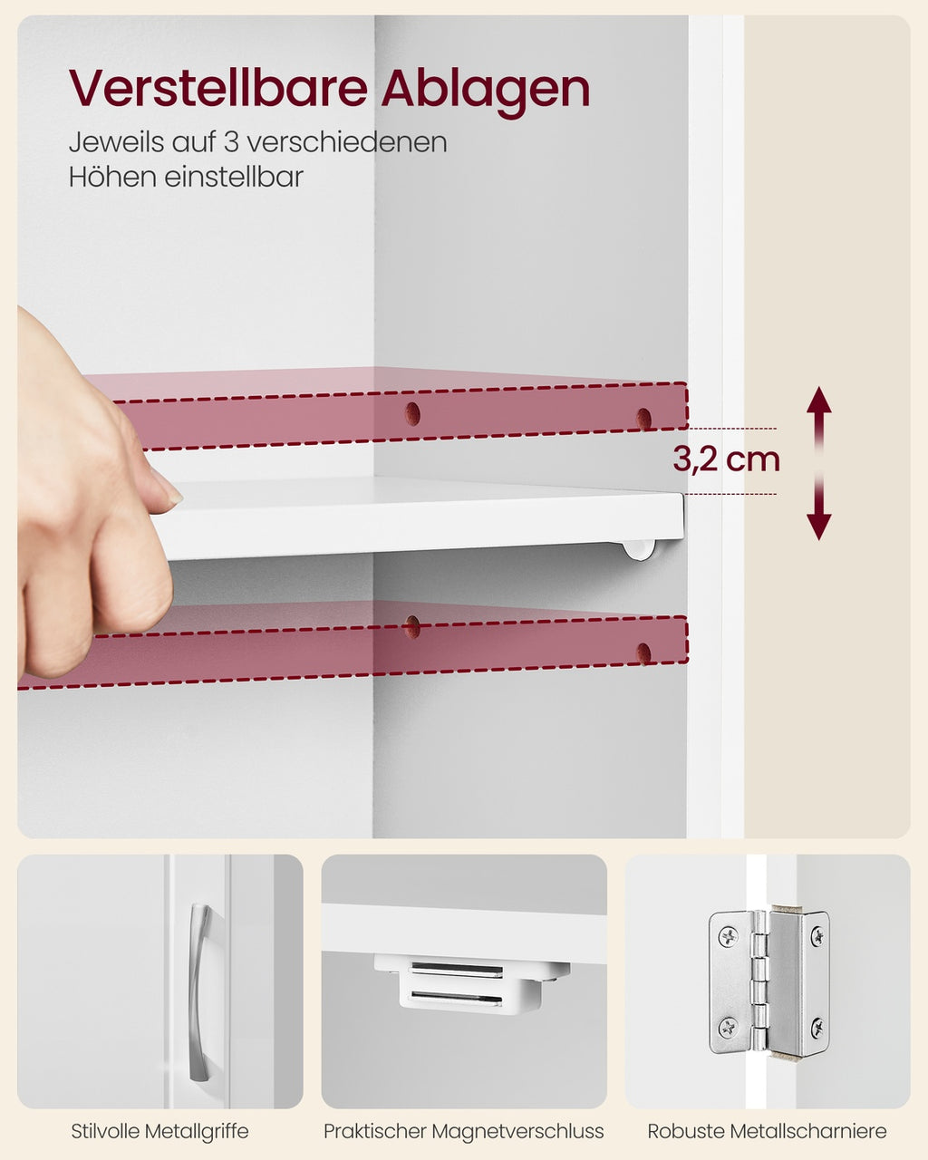 Badezimmerschrank, Badschrank, wandmontiert, 18 x 30 x 60 cm