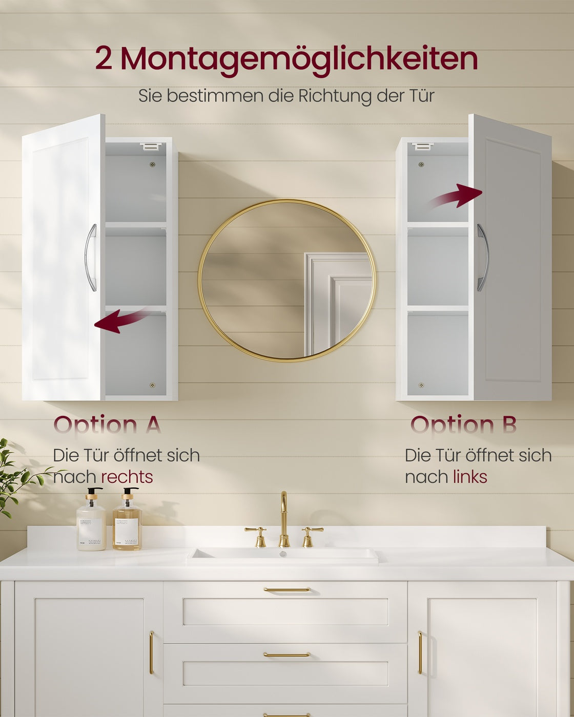 Badezimmerschrank, Badschrank, wandmontiert, 18 x 30 x 60 cm