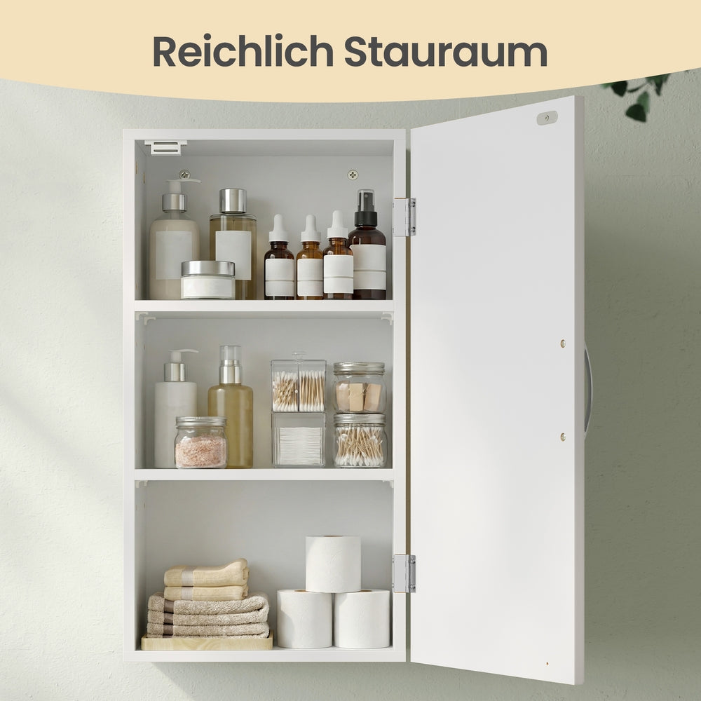 Hängeschrank mit verstellbaren Einlegeböden, Badezimmerschrank für Wandmontage, platzsparend