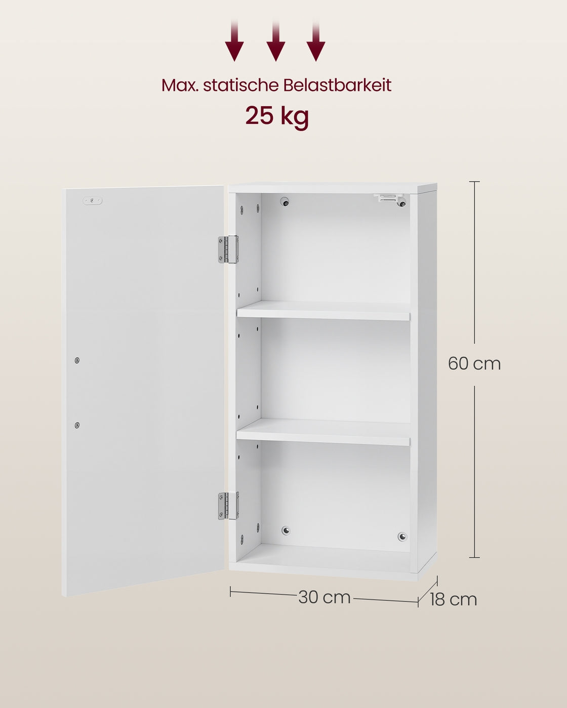 Badezimmerschrank, Badschrank, wandmontiert, 18 x 30 x 60 cm