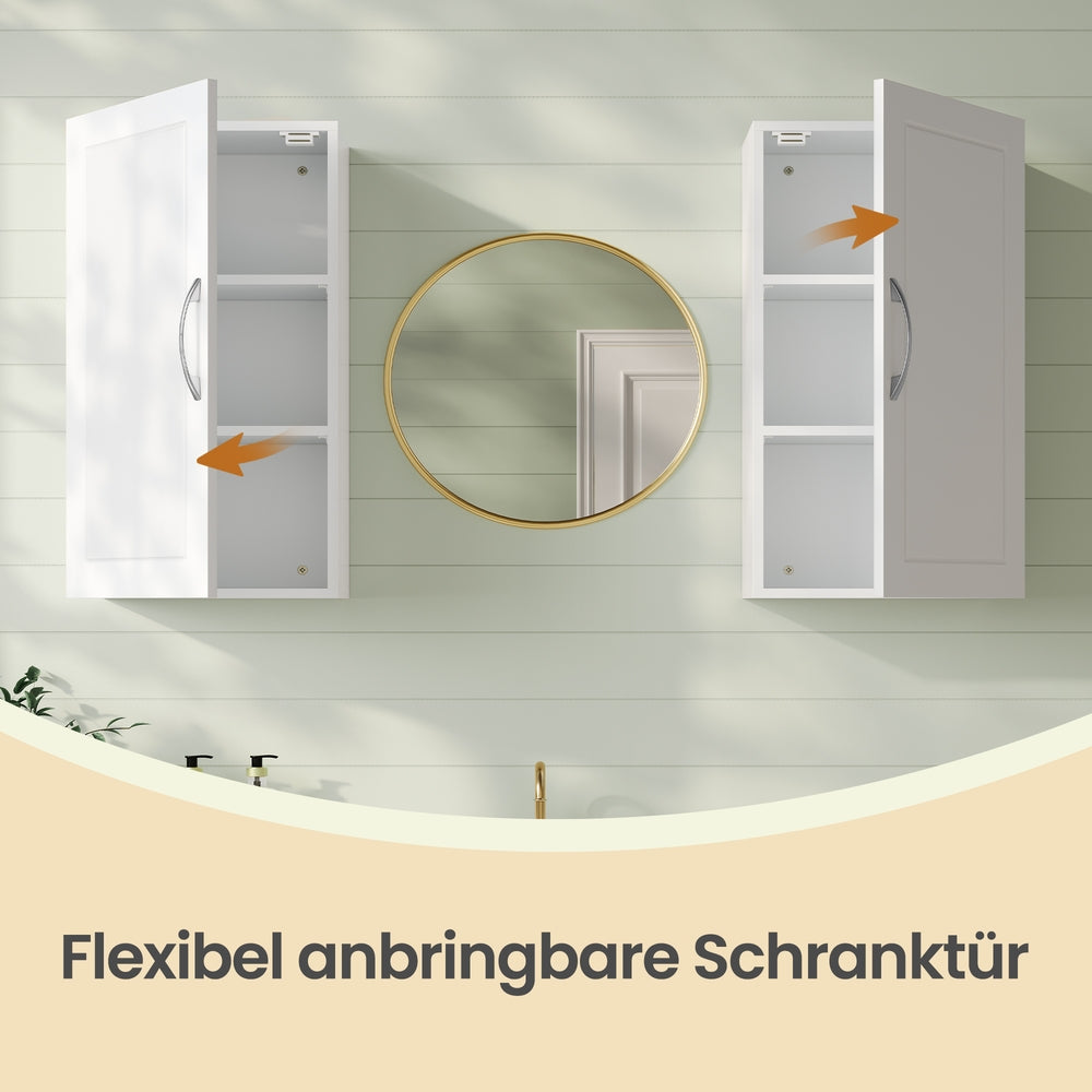 Hängeschrank mit verstellbaren Einlegeböden, Badezimmerschrank für Wandmontage, platzsparend