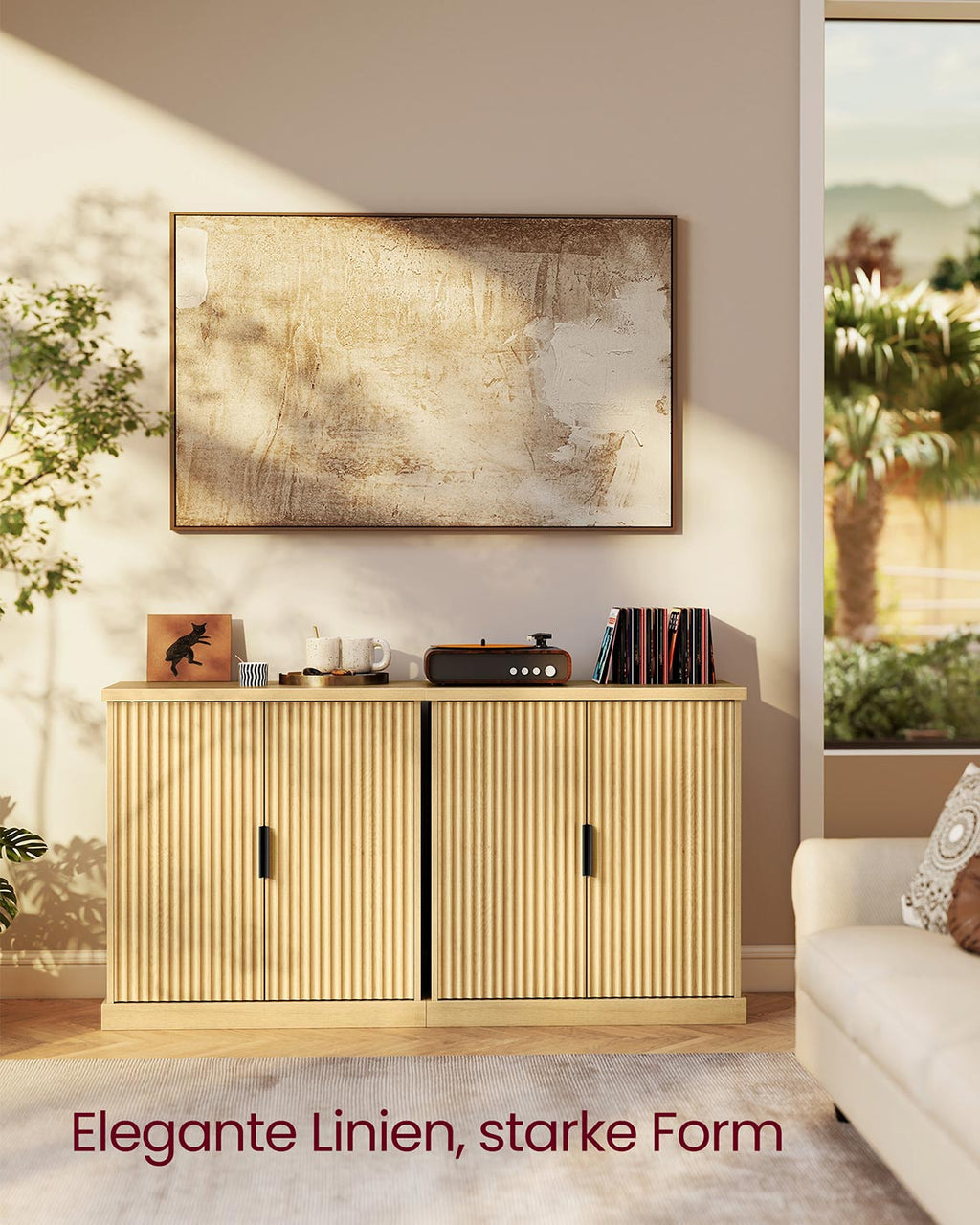 Sideboard mit verstellbarer Ablage und geriffelten Türen
