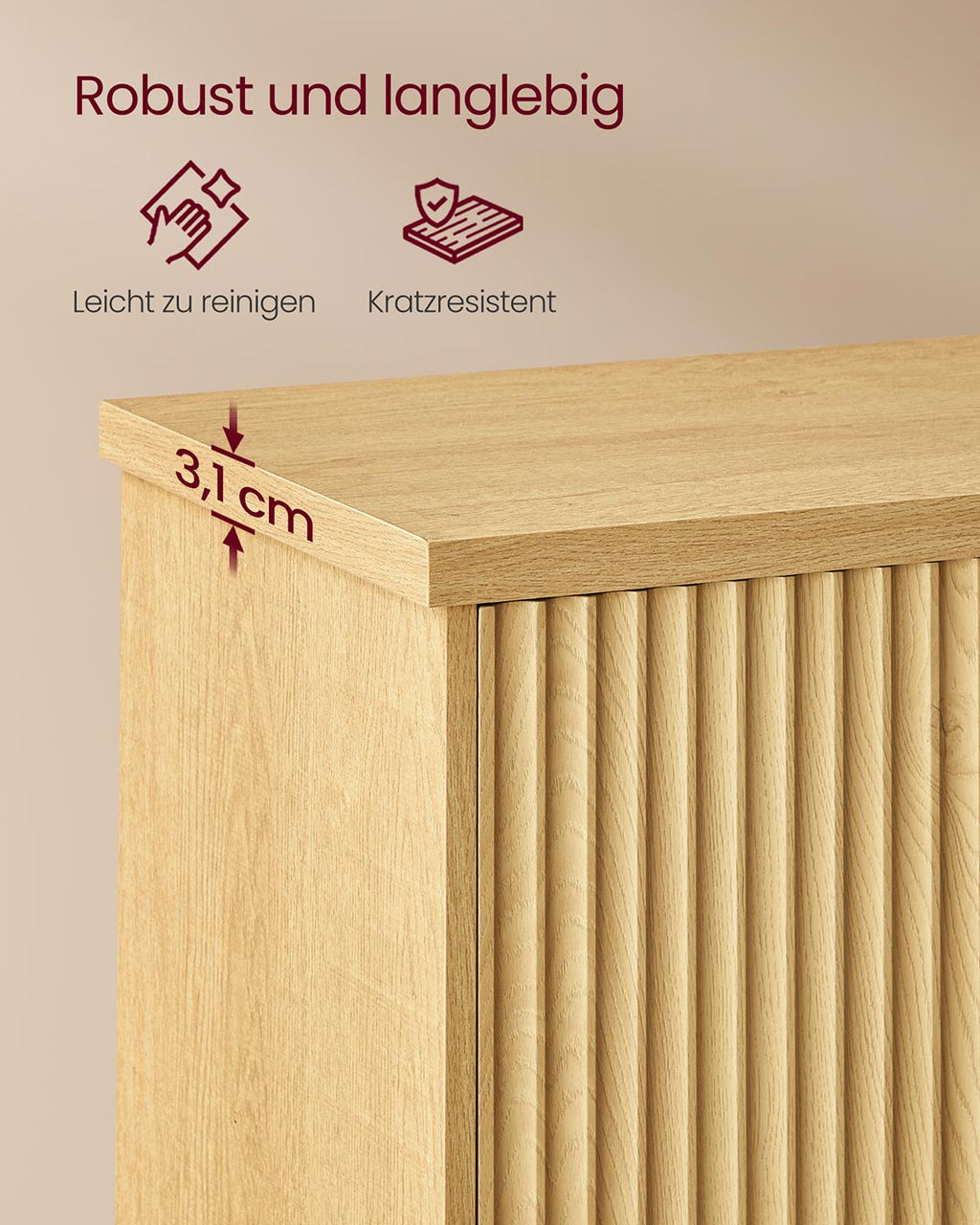 Sideboard mit verstellbarer Ablage und geriffelten Türen