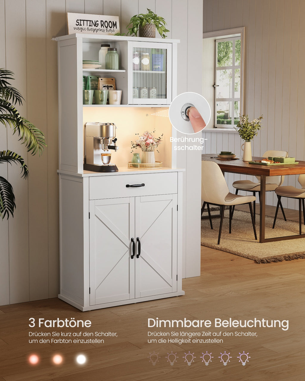Sideboard mit Beleuchtung wolkenweiß