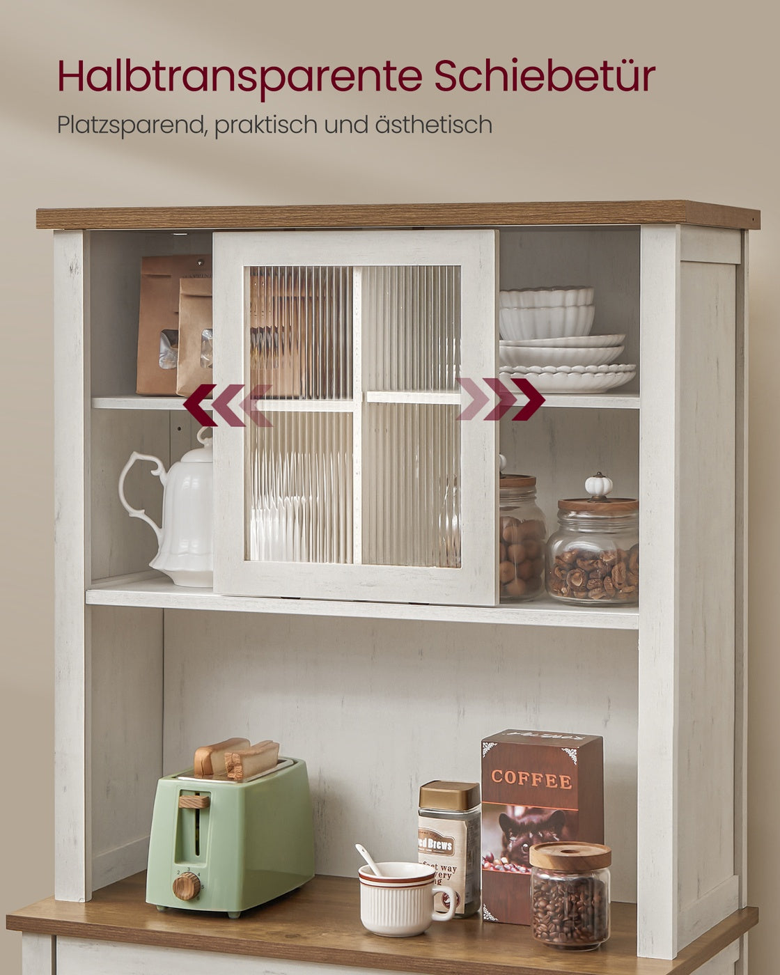 Vintage-Sideboard in Weiß mit Beleuchtung