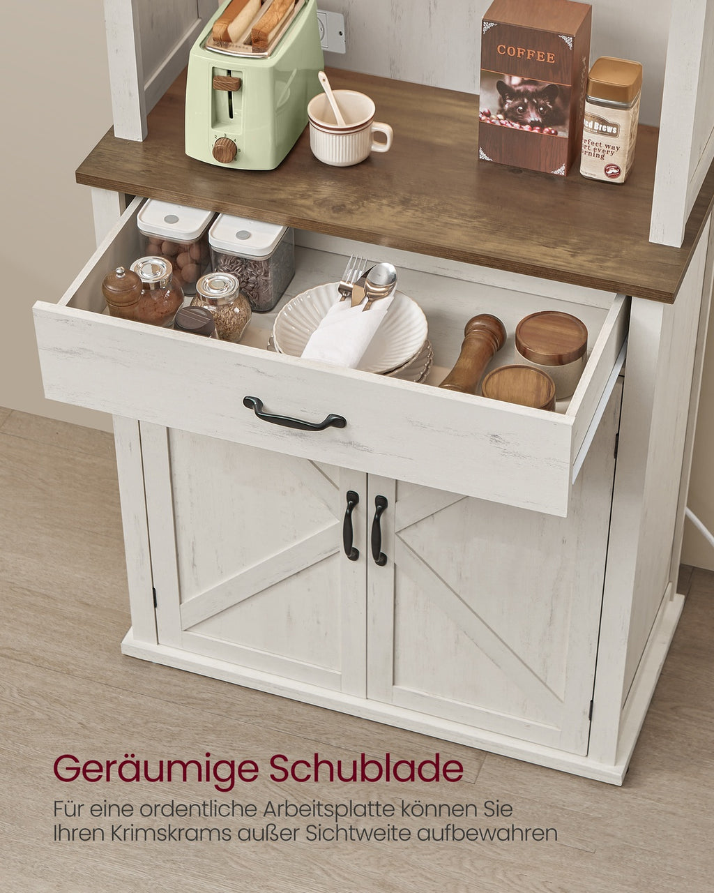 Vintage-Sideboard in Weiß mit Beleuchtung