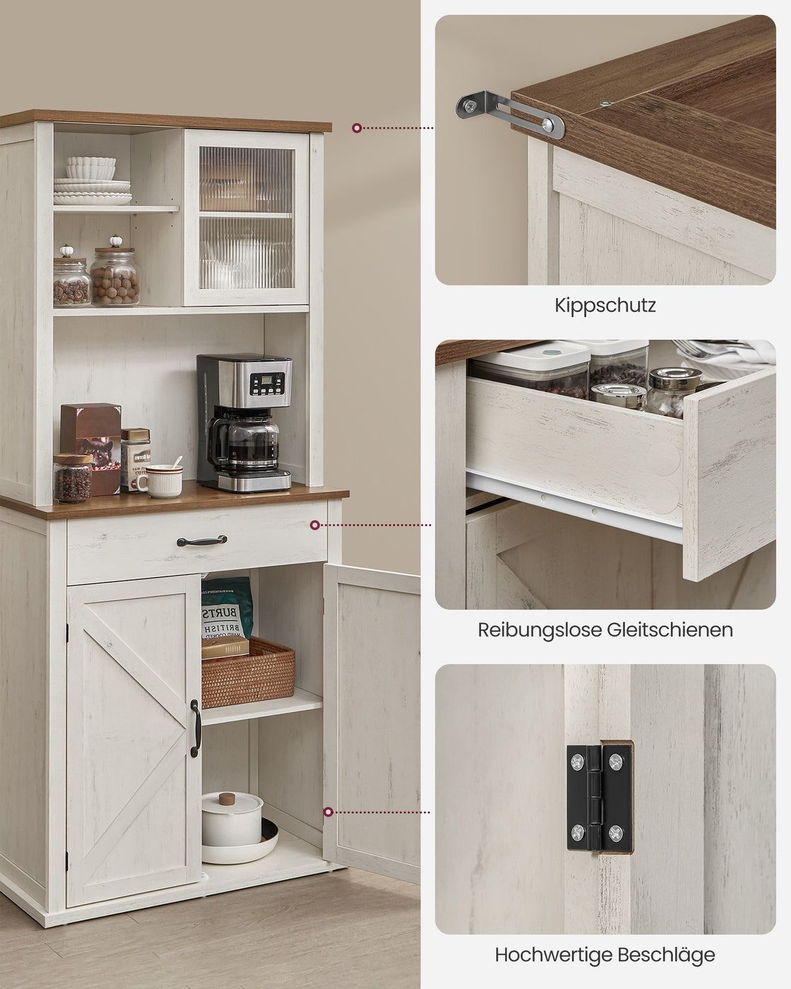 Vintage-Sideboard in Weiß mit Beleuchtung