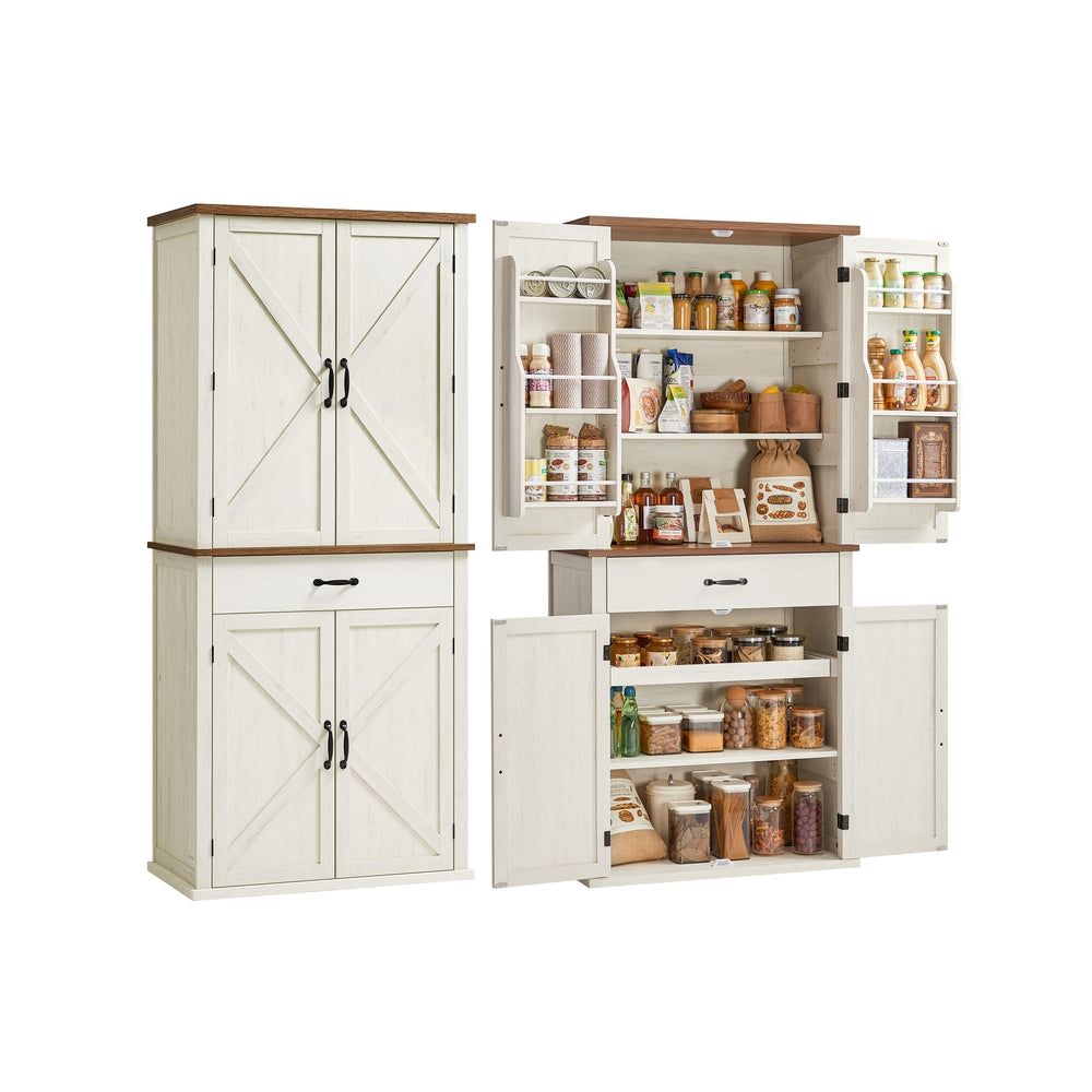 Küchenschrank 178,6 cm hoch mit Schiebetüren Landhausstil vintageweiß
