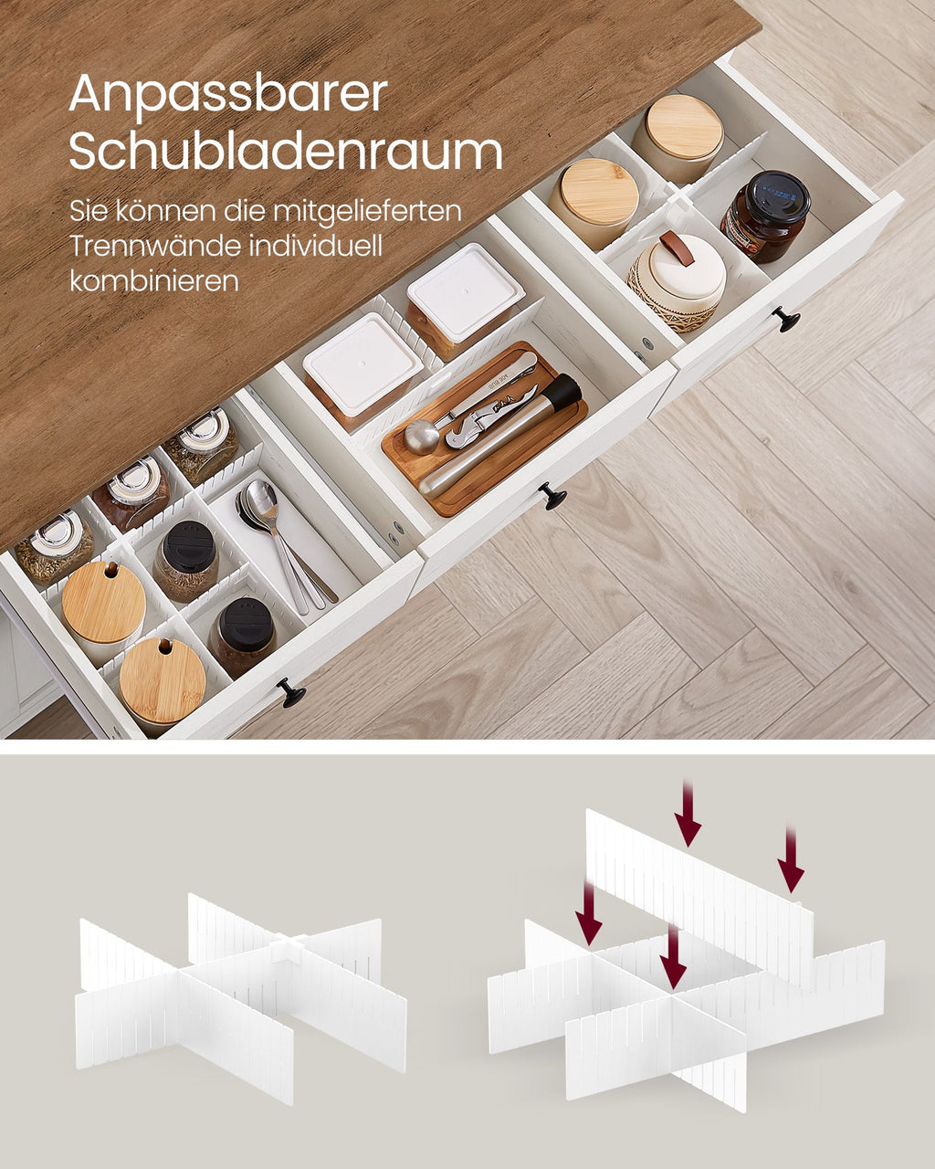 Küchenschrank mit Weinregal vintageweiß-honigbraun