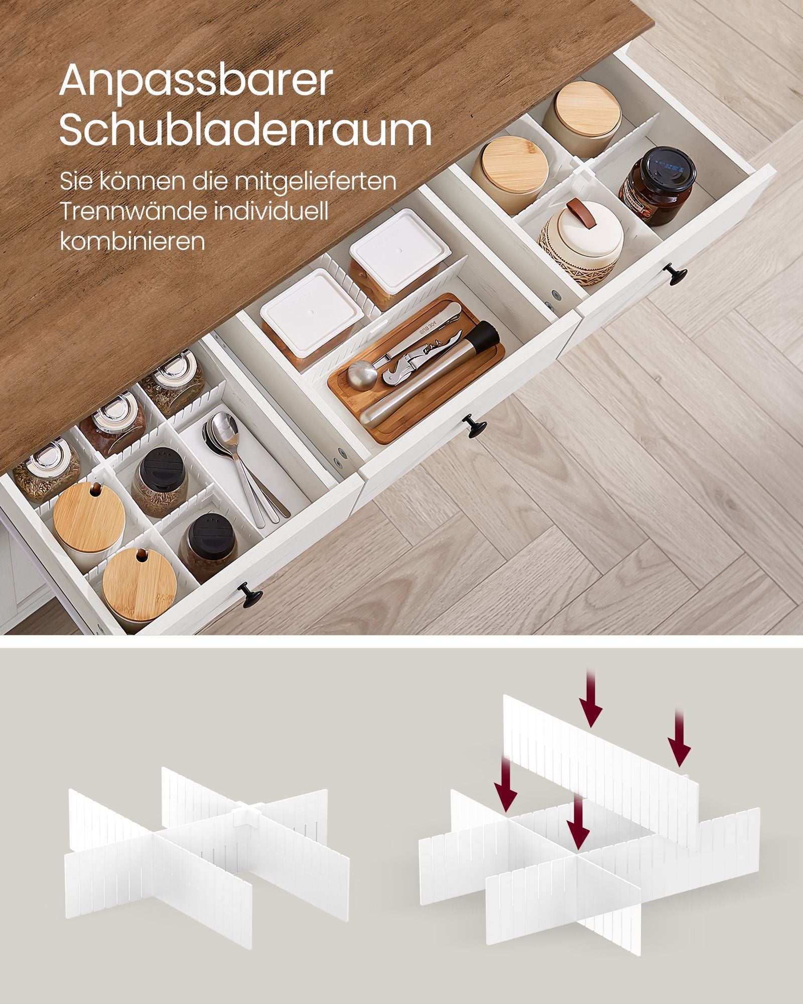 Küchenschrank mit Weinregal vintageweiß-honigbraun