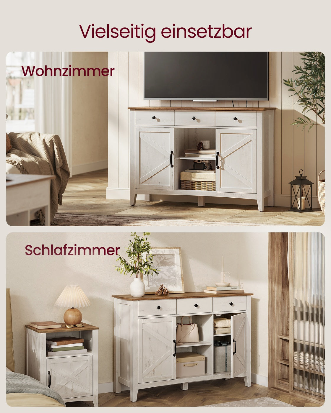 Sideboard im Landhausstil mit Schubladen und Türen