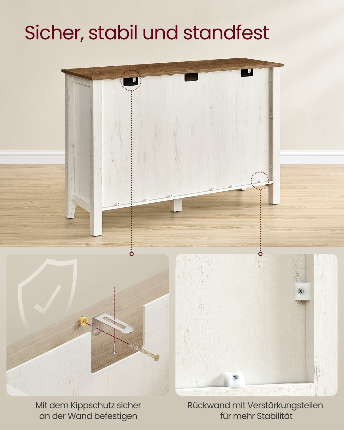 Sideboard im Landhausstil mit Schubladen und Türen