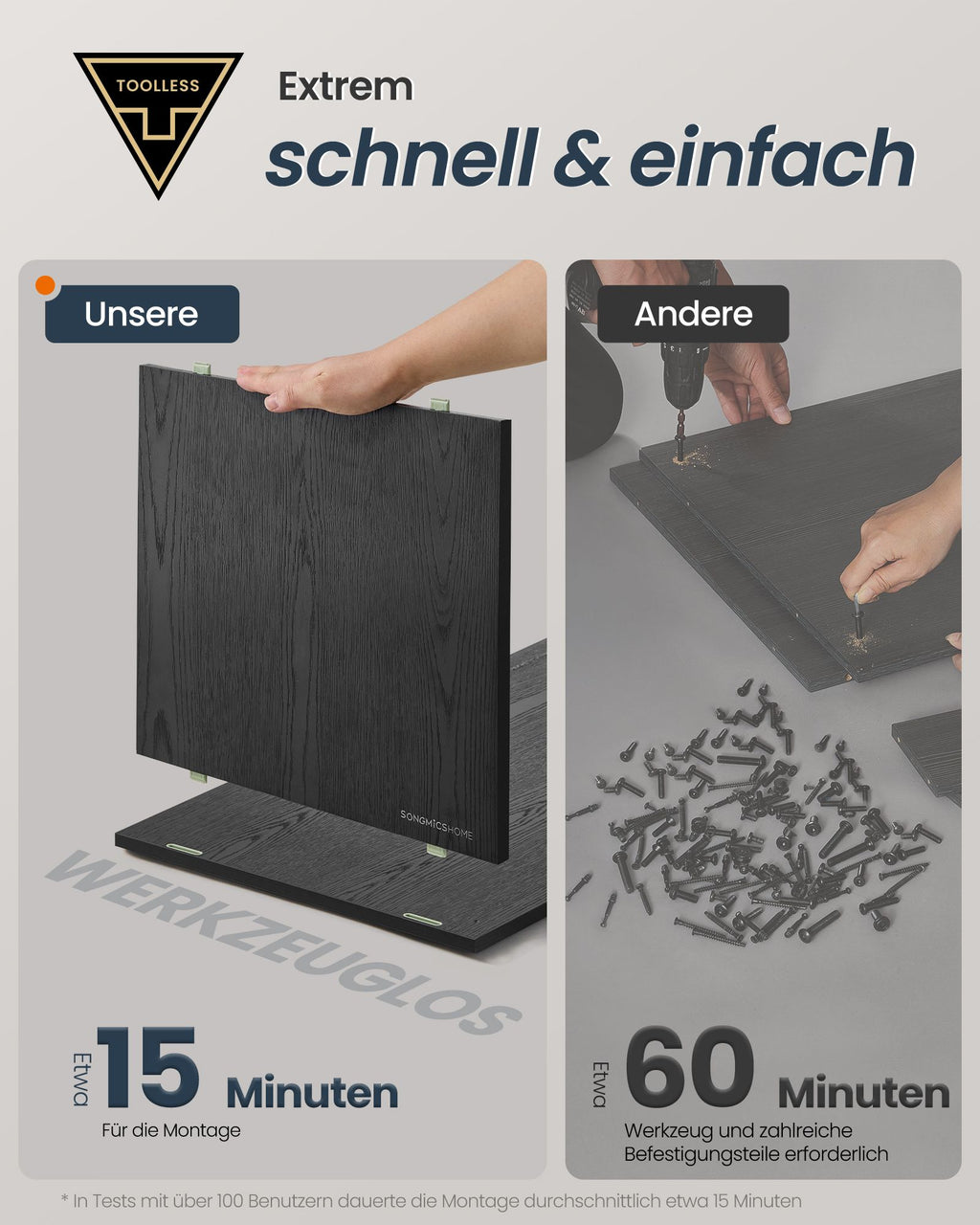 Sideboard mit Beleuchtung und Toolless-Technologie