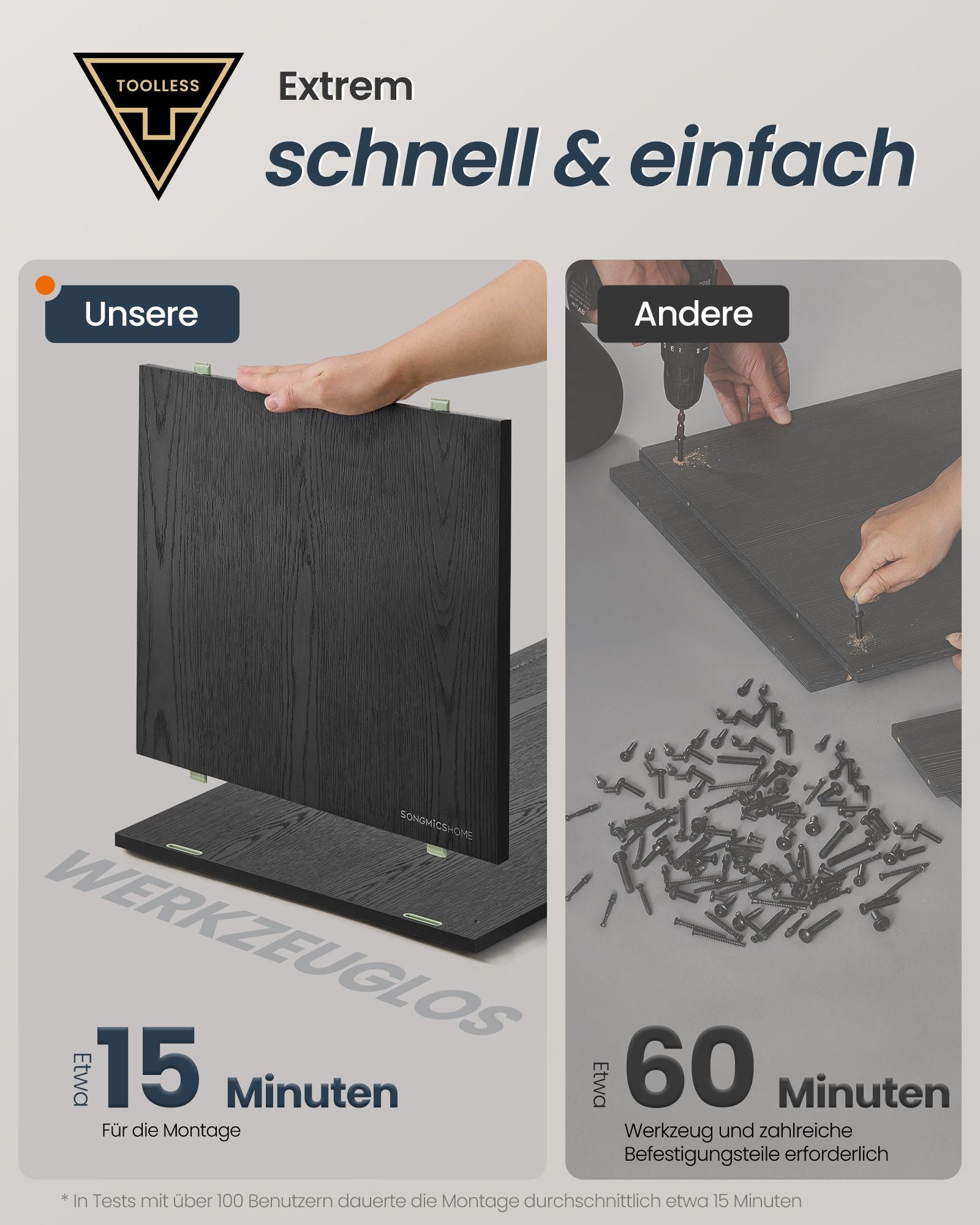 Sideboard mit Beleuchtung und Toolless-Technologie