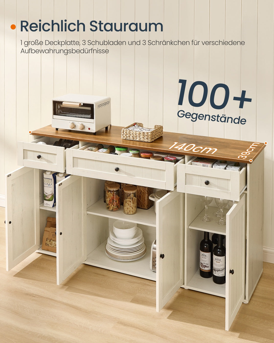 Sideboard mit verstellbaren Ablagen