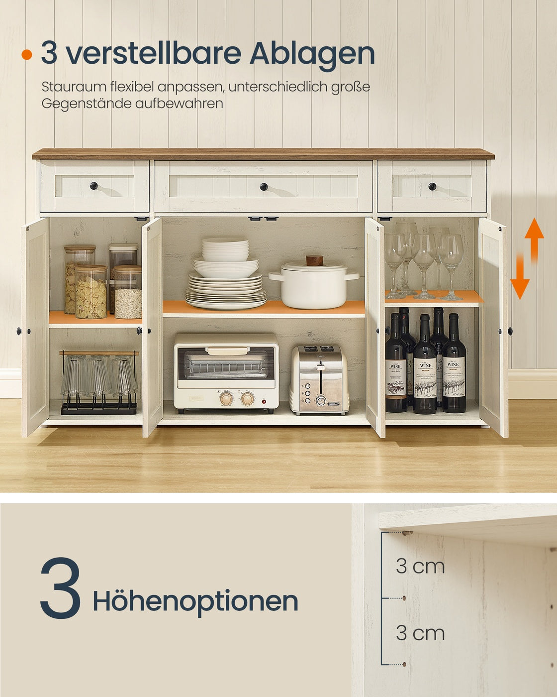 Sideboard mit verstellbaren Ablagen