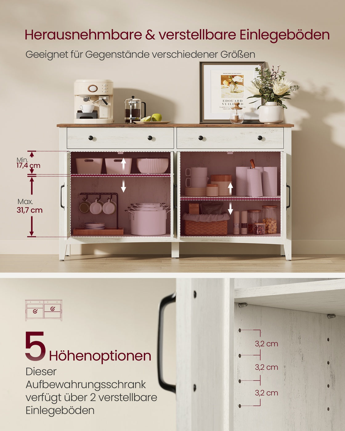 Küchenschrank mit Schubladen 40 x 140 x 80 cm