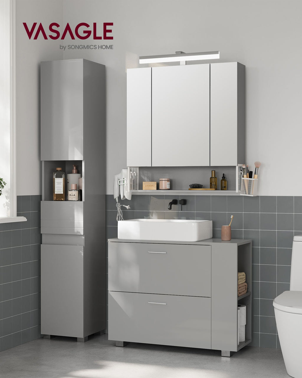 Waschbeckenunterschrank 30 x 80 x 64 cm mit offenen Fächern