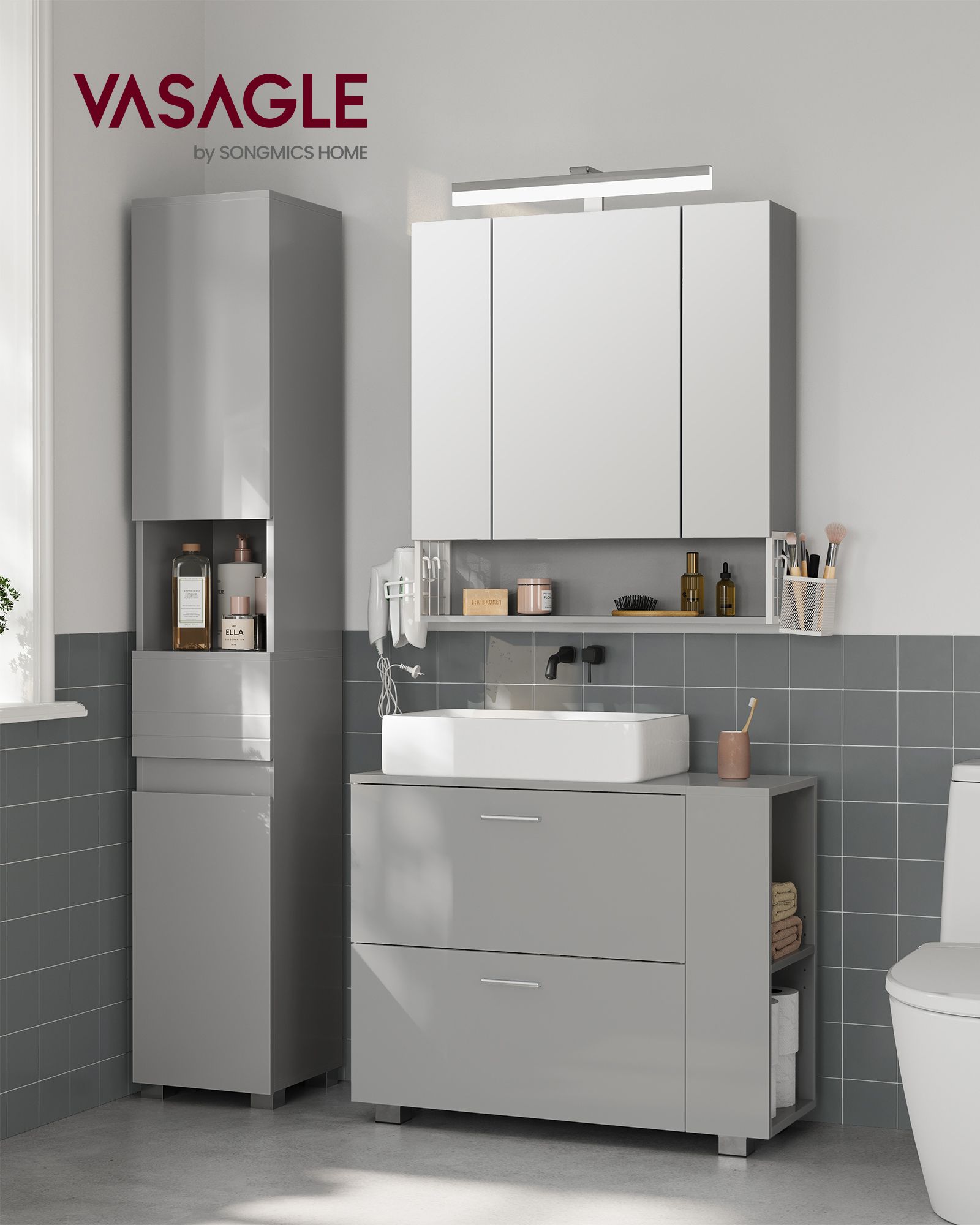 Waschbeckenunterschrank 30 x 80 x 64 cm mit offenen Fächern