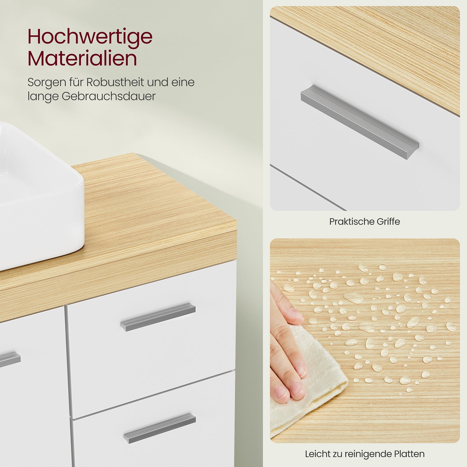 Waschbeckenunterschrank mit 3 großen Schubladen