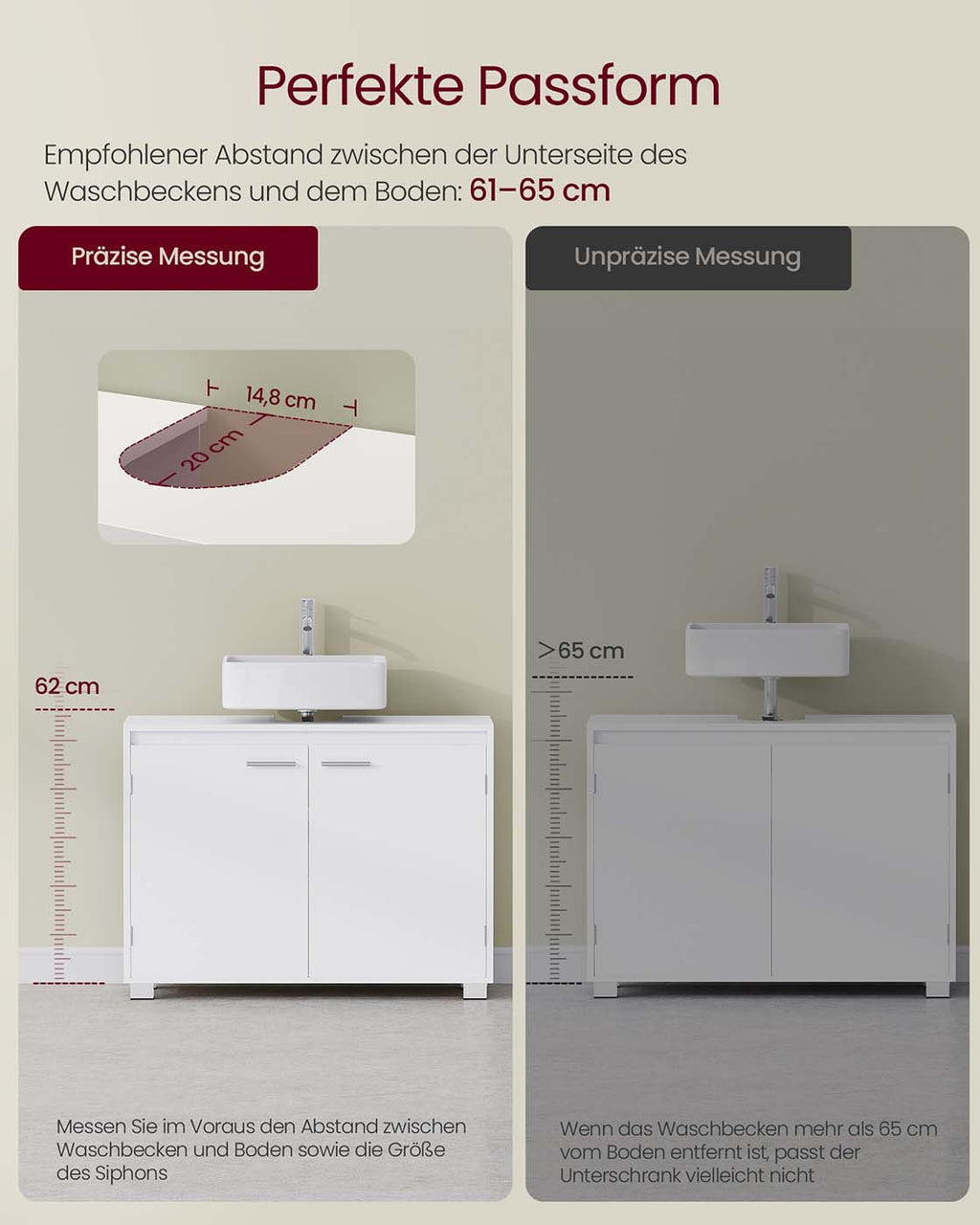Waschbeckenunterschrank mit Türen und Fächern