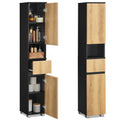Badezimmerschrank Badschrank 1 Schublade 30 × 30 × 170,2 cm tintenschwarz-naturbraun