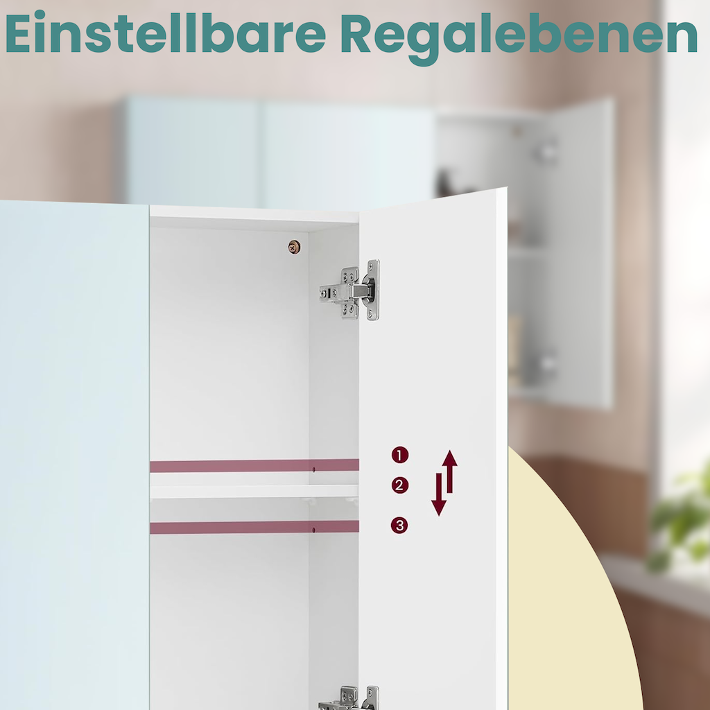 Spiegelschrank, Badezimmerschrank, Aufbewahrungsschrank mit 3 Türen