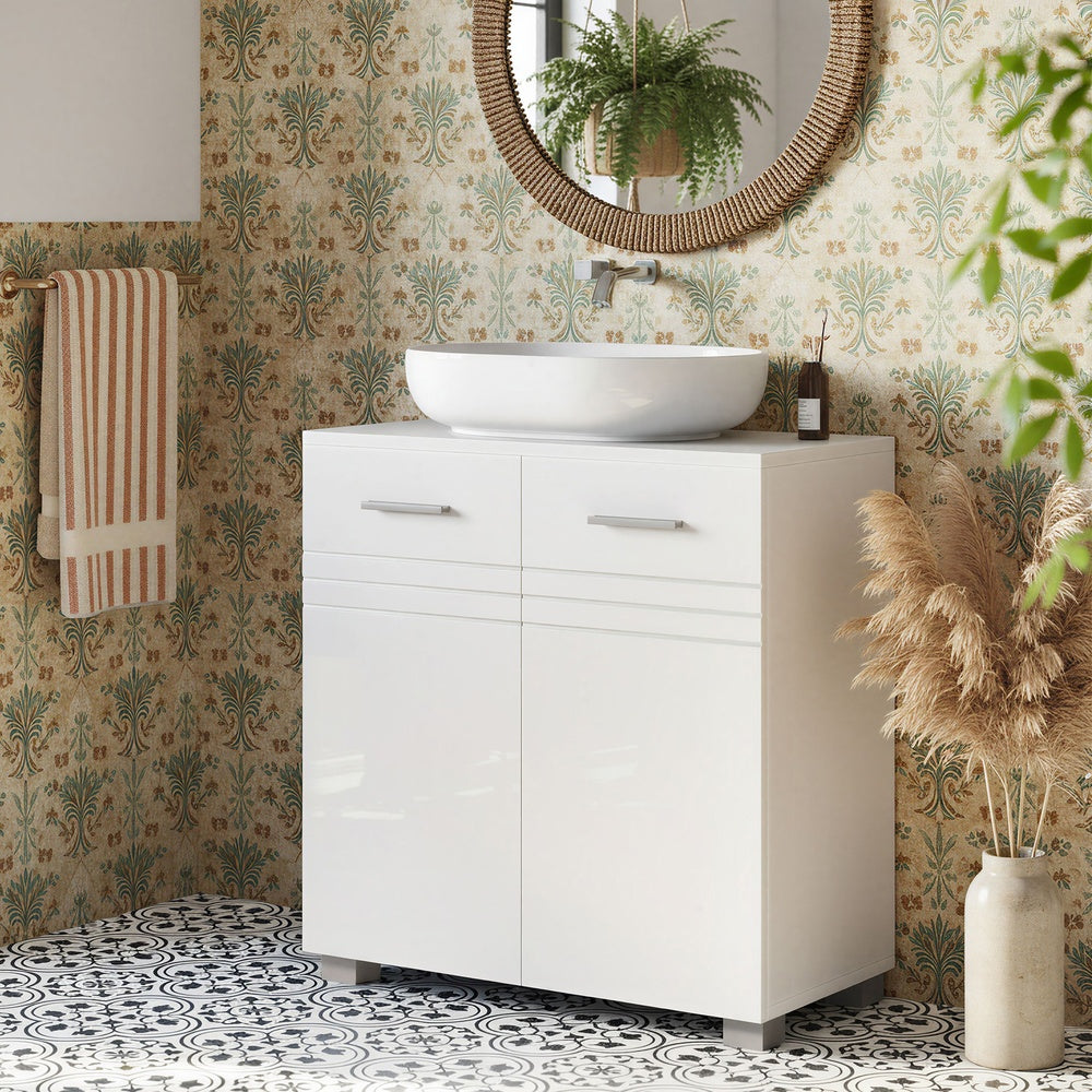 Badezimmerschrank mit Doppeltür, Badschrank, verstellbare Ablage